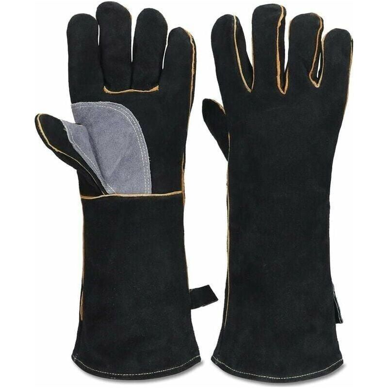 Gants De Soudage Professionnels En Cuir Pleine Fleur Avec Coutures Renforcées En Kevlar Résistants Jusqu’à 350 °c, Idéaux Pour Barbecue Et Soudage