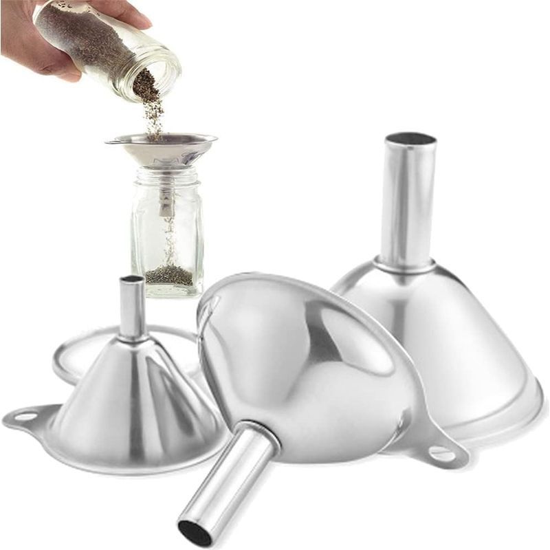 Entonnoir En Acier Inoxydable, 3 Pièces Mini Entonnoir Inox Entonnoirs De Cuisine En Acier Inoxydable Avec Poignées Mini Entonnoir En Métal Pour Le Transfert De Fluide Liquide Huile Poudre Confitures