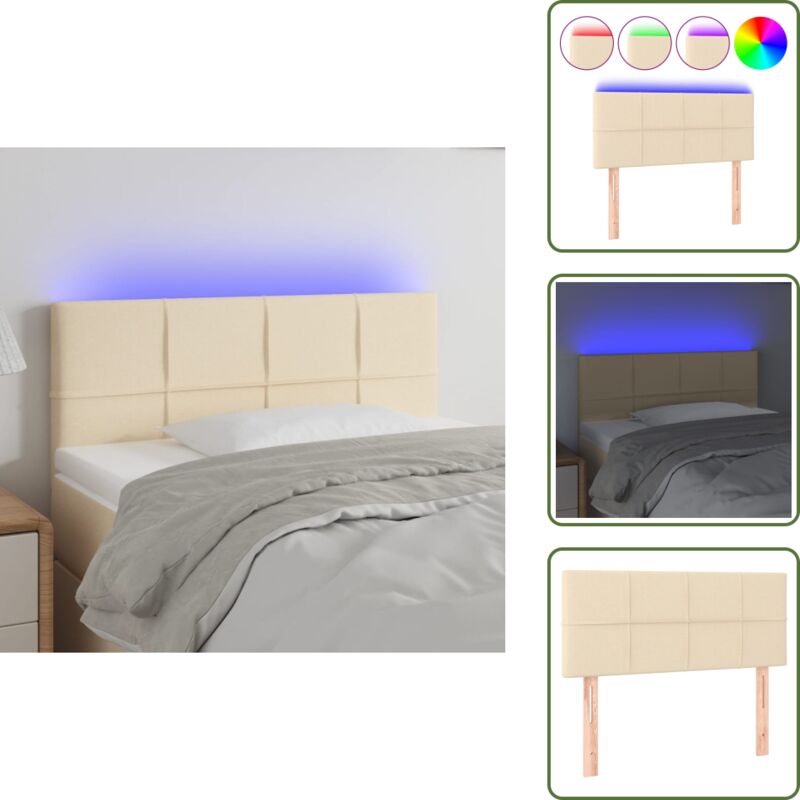 Led Kopfteil Creme 100x5x78/88 Cm Stoff - Bettkopf - Betthauptteil - Led Beleuchtung - Nachttischlampe - Leselampe