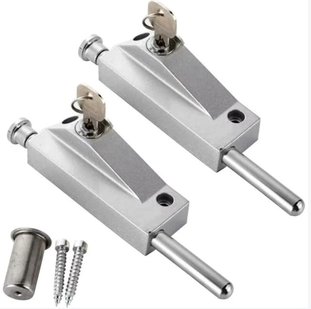 Csparkv - Silber) 2 Stück Türschloss Aus Aluminiumlegierung, Bodenriegel, Diebstahlsicherung, Drehtürschloss