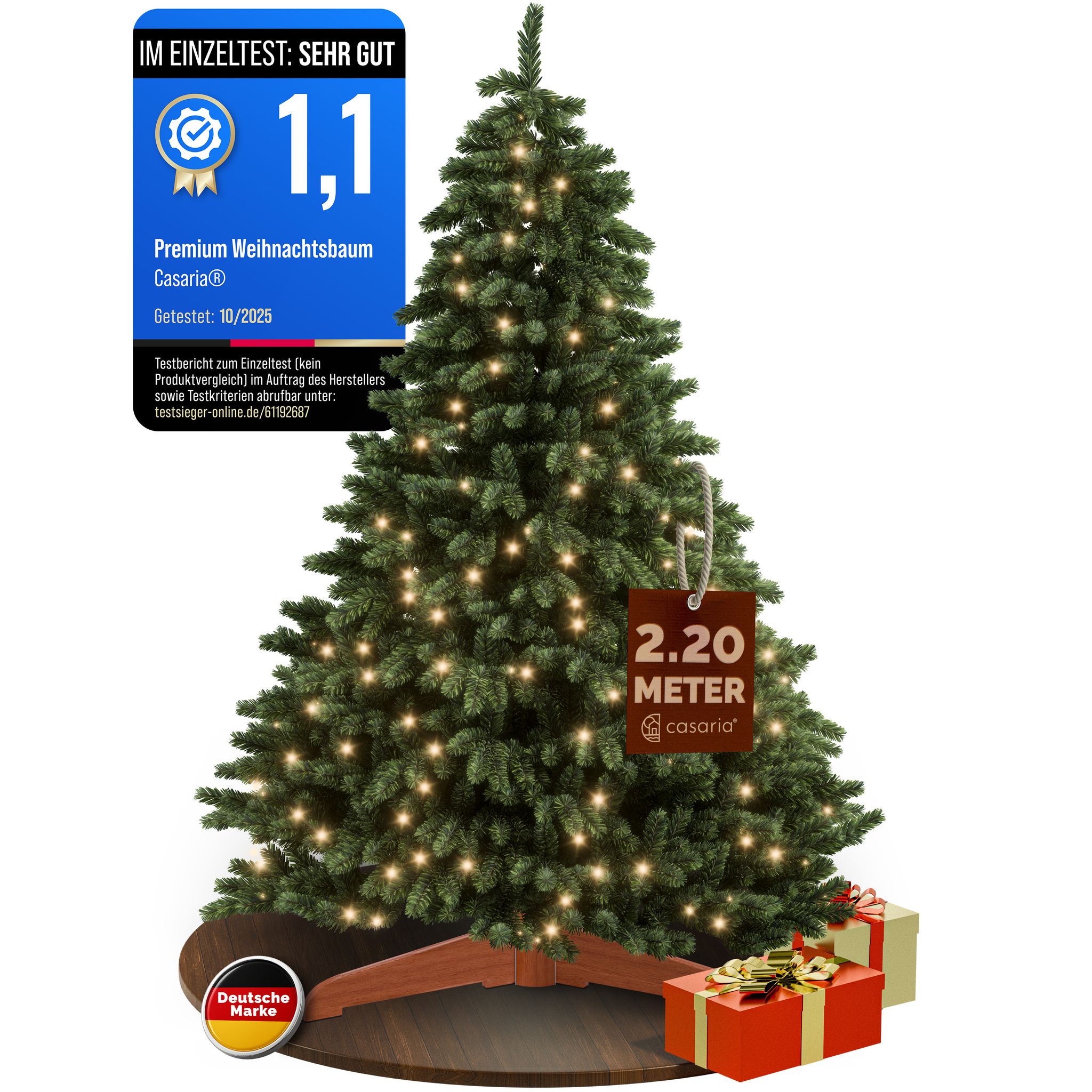 Casaria® Weihnachtsbaum Premium Künstlich Ständer Fsc®-zertifiziertes Holz Tannenbaum Led Xxl Mit Intergrierter Lichterkette