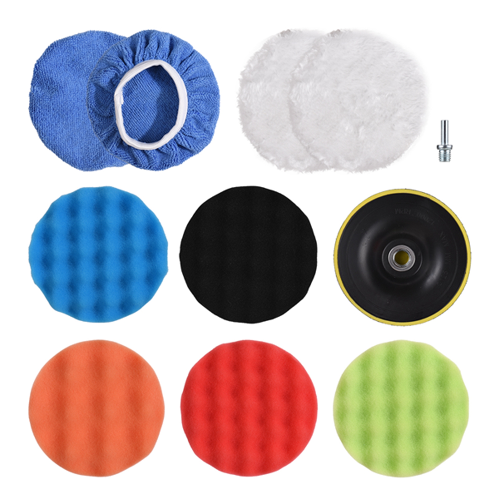 11-teiliges 5-zoll-autopolierpad-set Mit Schaumstoff-wollhaube Und M10-spindel, Selbstklebender Scheibe, Bohrmaschinenzubehör, Zur Reinigung Von Autos, Haushalten, Badezimmern Und Küchen