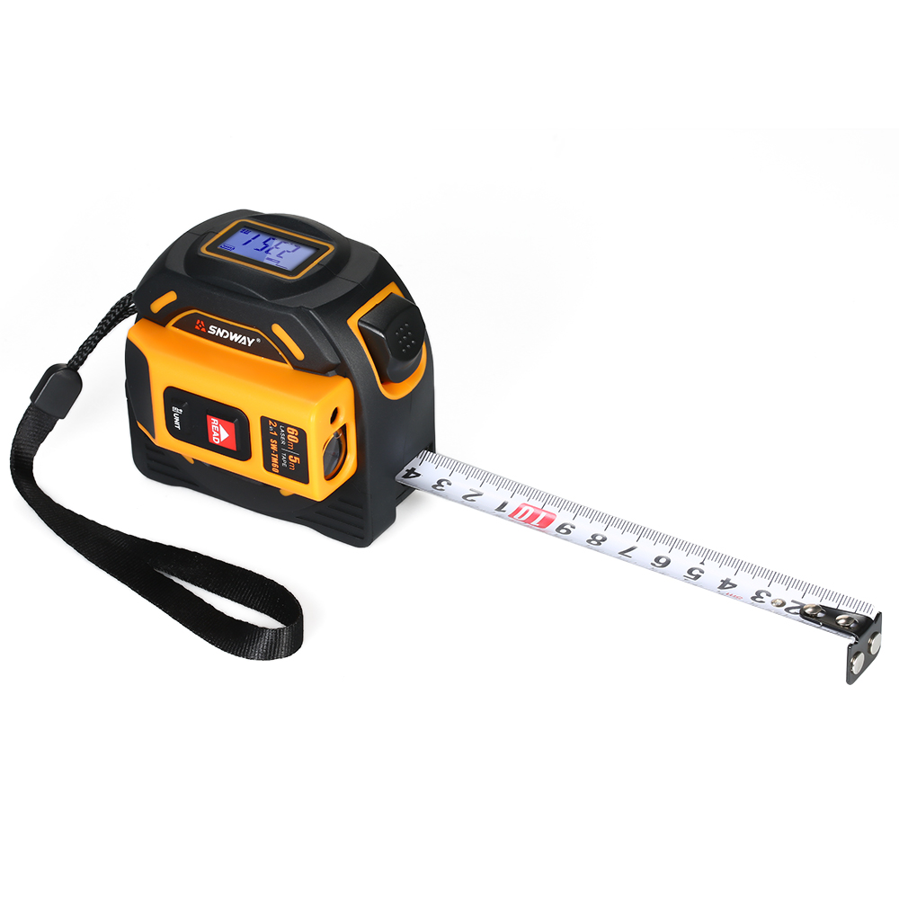 Sndway 2-in-1 Infrarot-handlaser-entfernungsmesser Mit 5-m-maßband Und 60-m-laser-lineal Mit Lcd-bildschirm