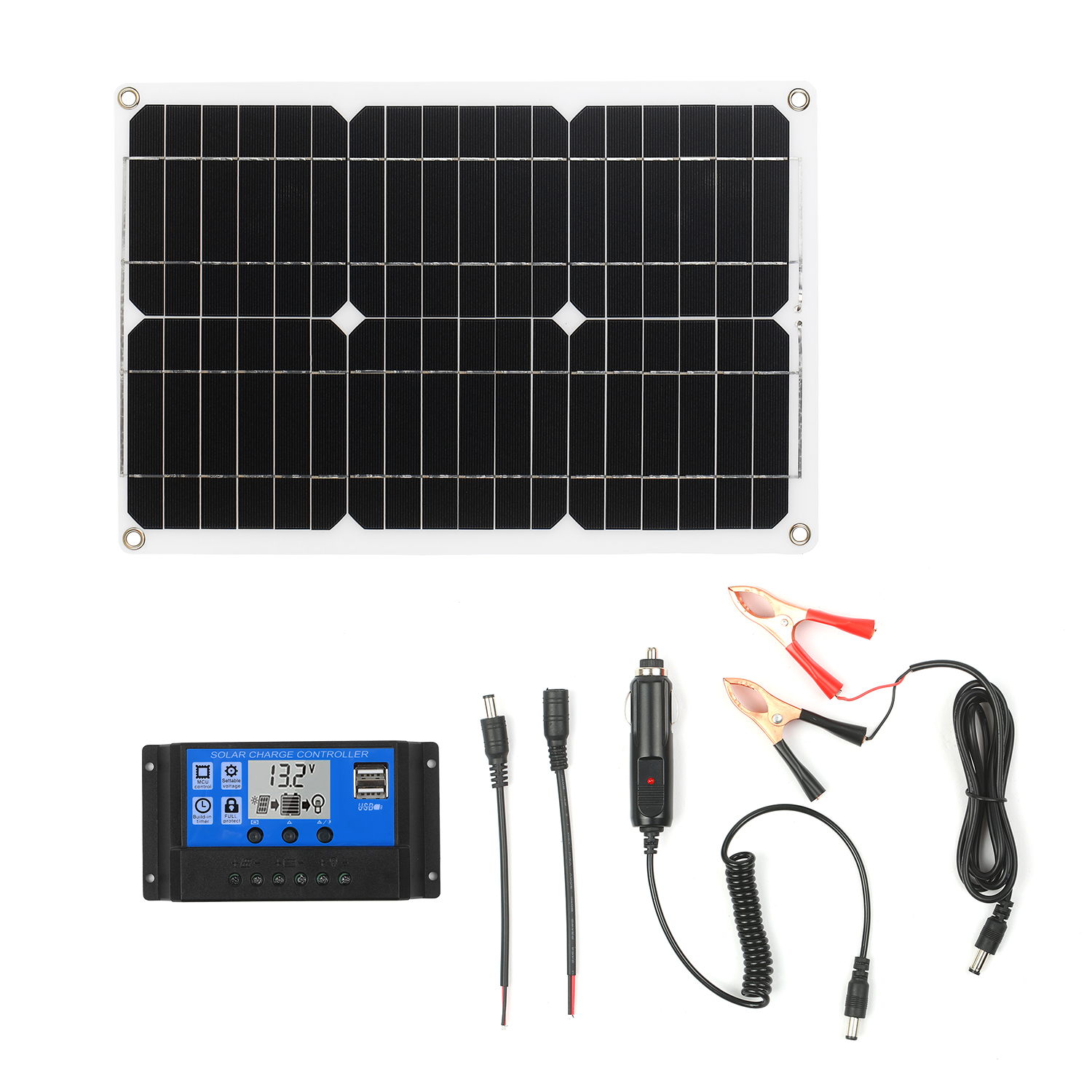 18w 12v Netzunabhängiges Monokristallines Solarmodul-set Mit Laderegler Und Sae-kabel