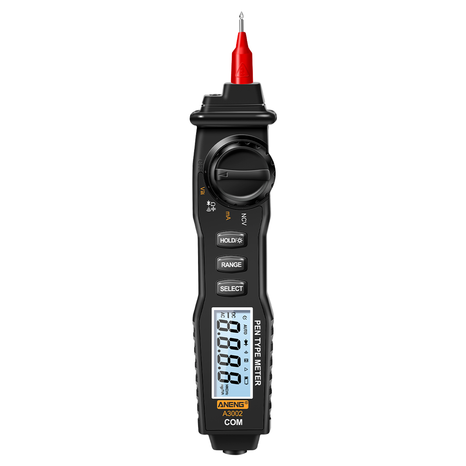 Aneng A3002 Stiftmultimeter, 4000 Zähler, Handliches Berührungsloses Messgerät, Ncv-strom-, Spannungs-, Ac/dc-, Dioden- Und Durchgangsprüfung Mit Hintergrundbeleuchtung Und Taschenlampe