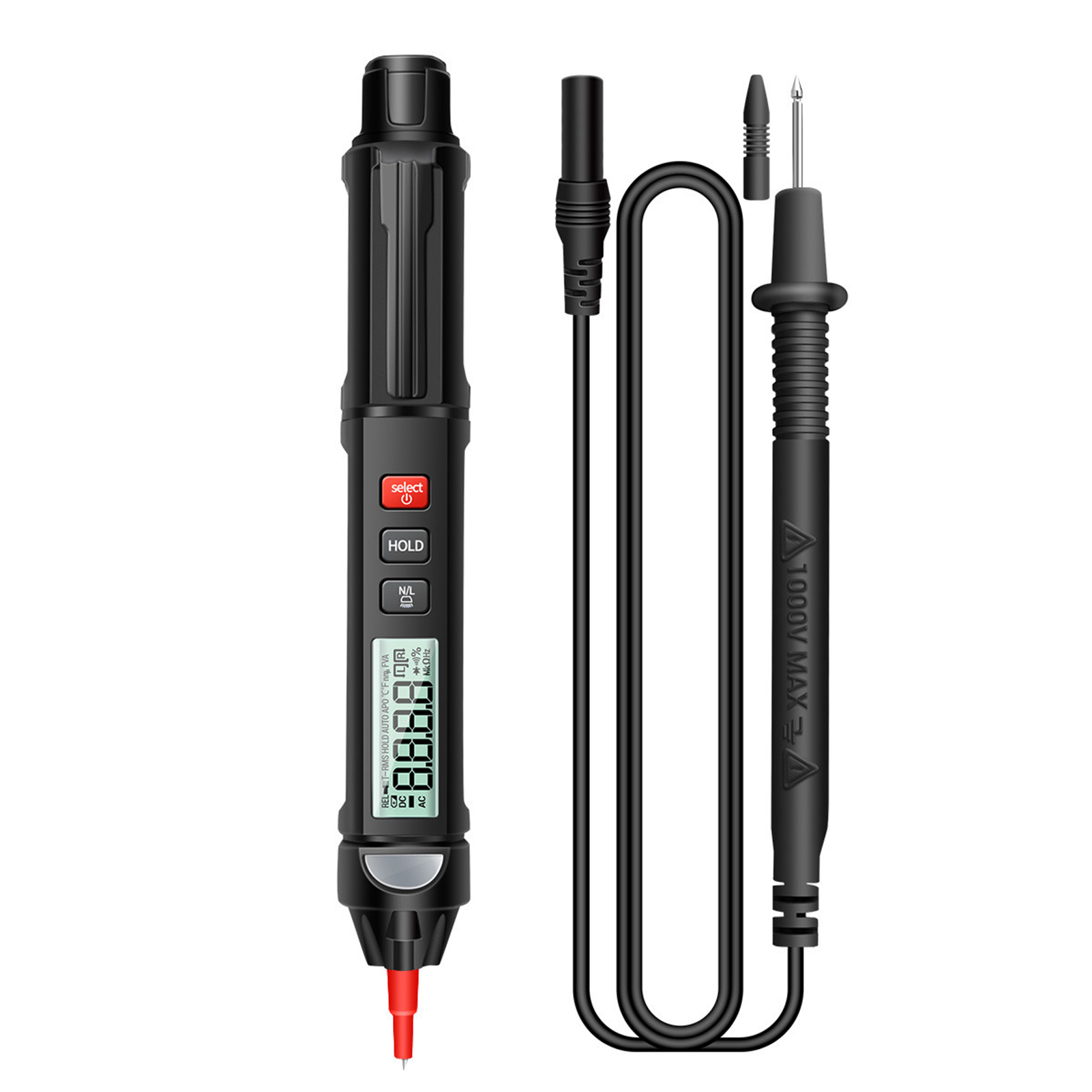 Aneng A3007 Stift-multimeter 6000 Count Digital-multimeter-tester Mit Hintergrundbeleuchtetem Lcd-bildschirm, Taschenlampe, Ncv-abschaltautomatik, Diversen Zubehörteilen Für Spannung, Strom, Widerstan