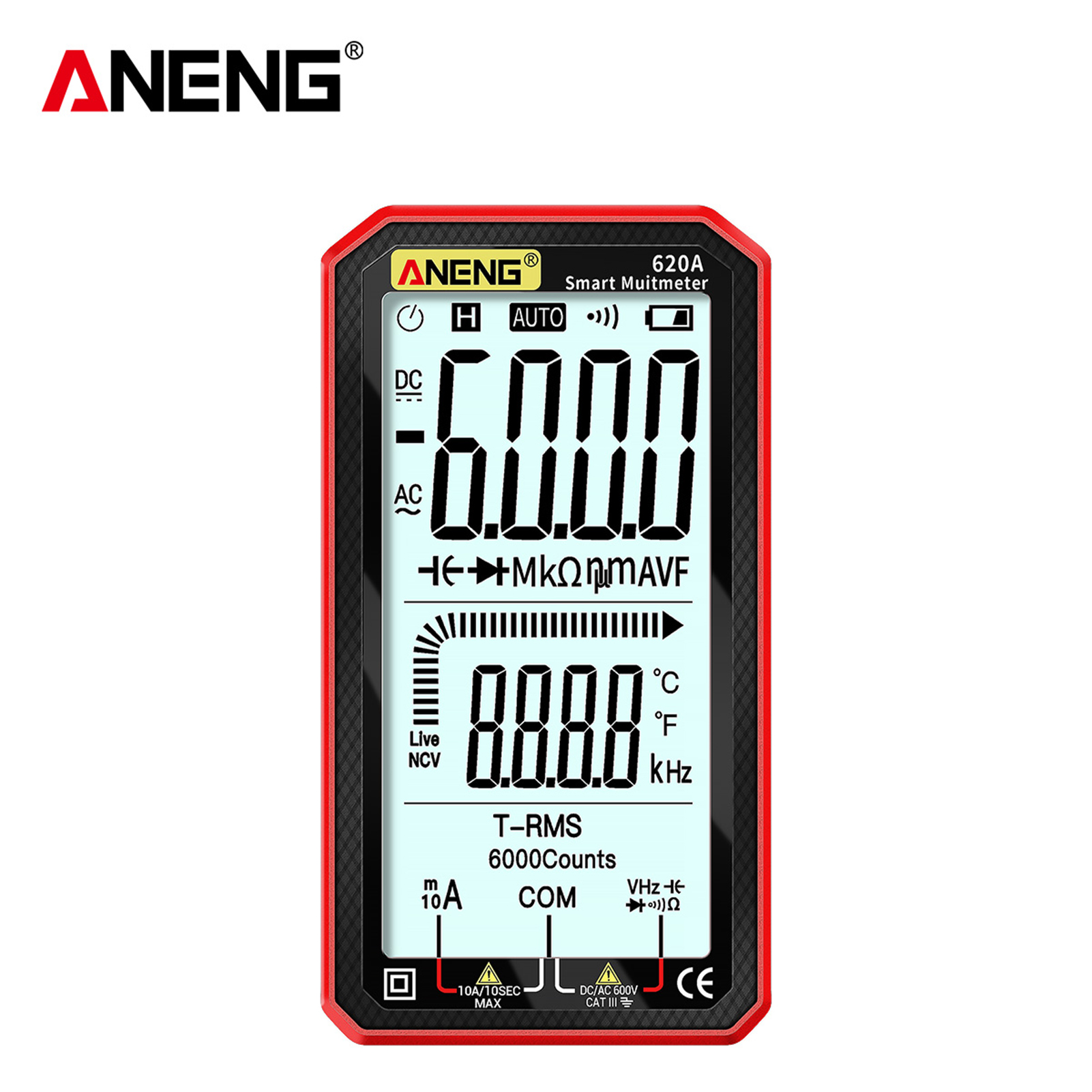 Aneng 4,7-zoll-lcd-taschen-digitalmultimeter Ac/dc True-rms Auto-manuell Amperemeter Voltmeter Ohmmeter Kapazitätsmesser Durchgangsprüfer Temperatur-frequenz-diode Ncv Für Kfz-hvac-elektronik