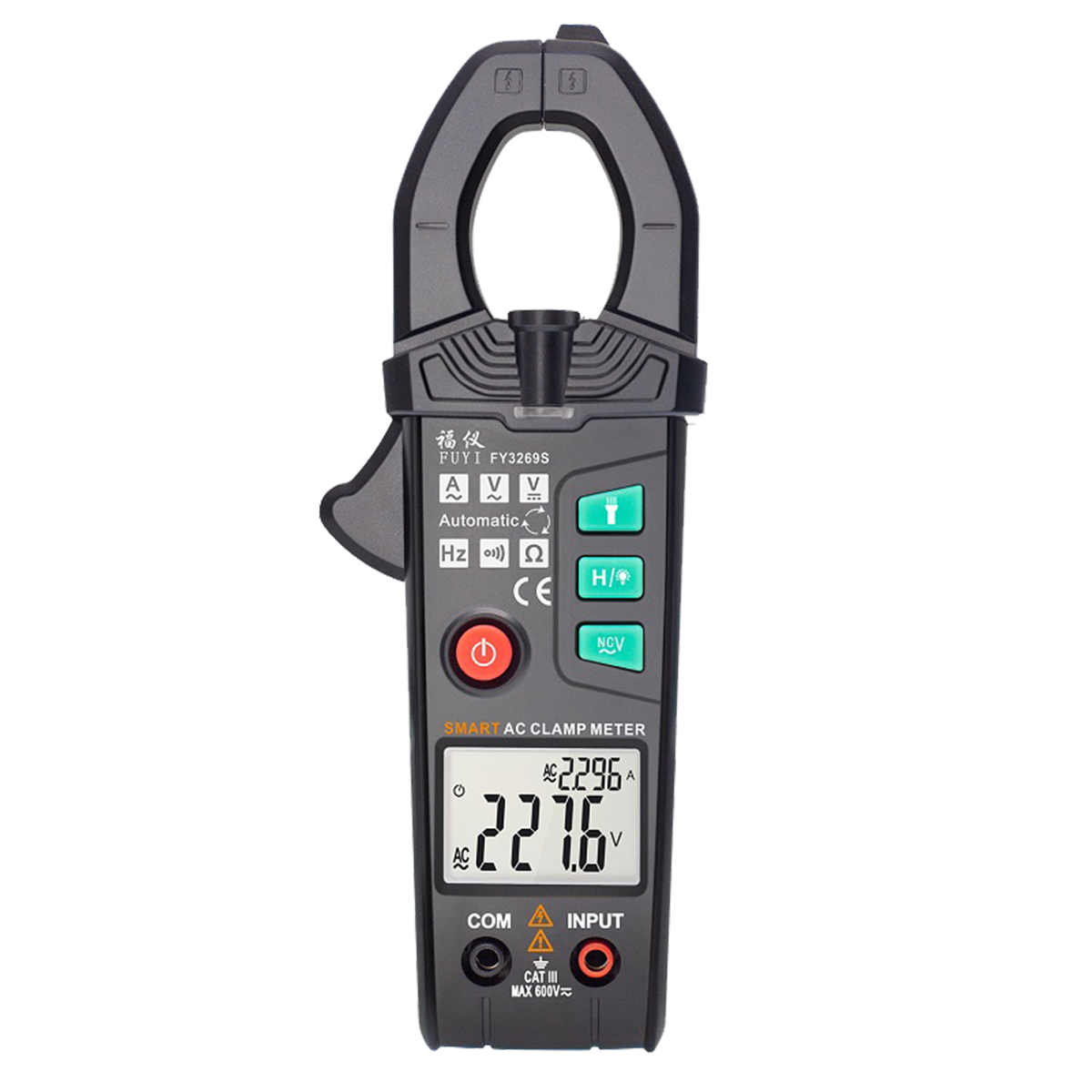Fuyi Ac-zangenstrommessgerät 6000 Counts Hochpräzises Automatisches Zangenmultimeter Multifunktionales Dual-parameter-display Rms-echtstrom-wechselstrom-zangenamperemeter Schwarz Fy3269s