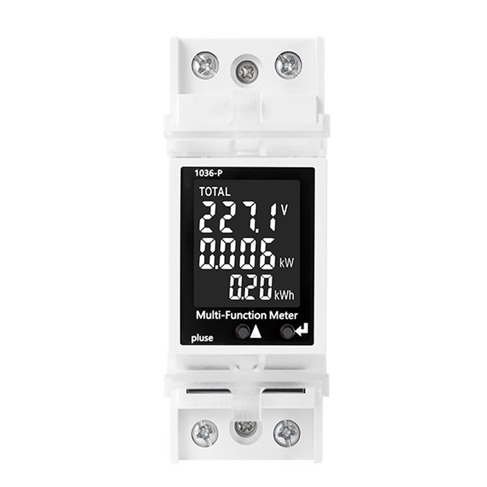 Leitungsschutzschalter Mit Din-schienen-messgerät, 85–265 V, 63 A, Digitales Voltmeter/amperemeter, Multifunktions-lcd-display, Anzeige Von Spannung, Strom, Leistung, Energie, Frequenz, Fehlerfaktor,