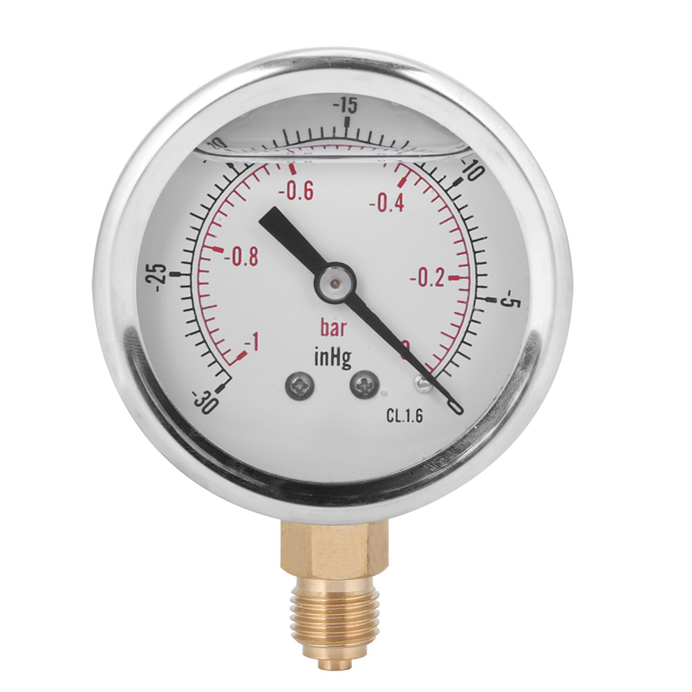 Ts Pggz604 Radial-ölvakuummeter 1/4 Bsp Edelstahl Messing -1 Bis 0 Bar -30 Bis 0 Inhg Ø68mm Für Erdöl- Und Metallurgieindustrie