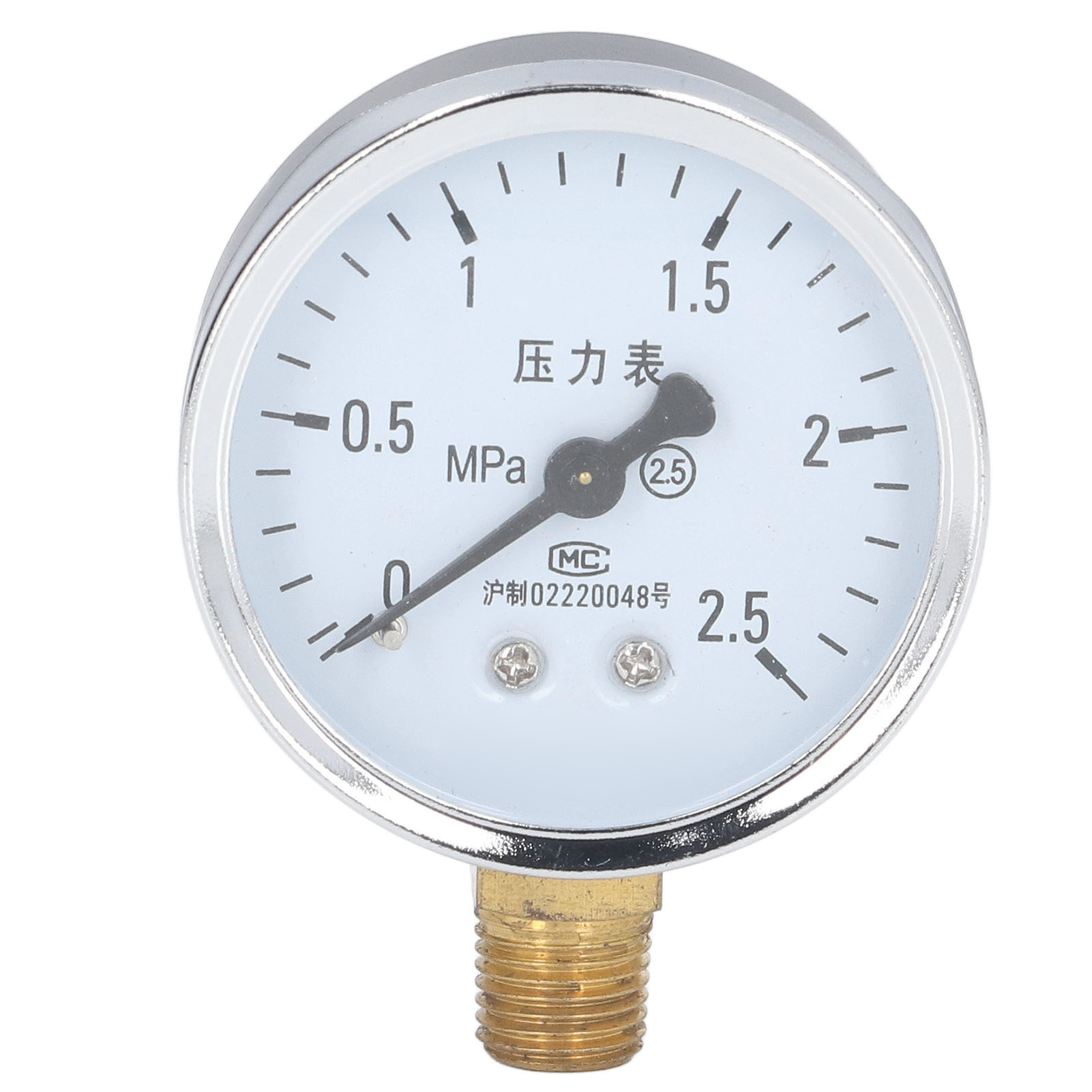 1/4 Npt Vakuummeter Mit Transparentem Zifferblatt, Genauigkeitsklasse 2,5 Und Edelstahlgehäuse Für Luftdrücke Von 0 Bis 2,5 Mpa