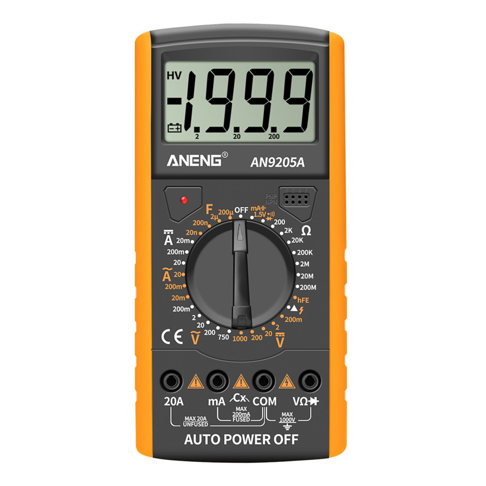 Aneng An9205a Digitalmultimeter Mit 3 1/2"-lcd-display, 1999 Messpunkten, Manuellem Bereich, Universal-voltmeter, Ac/dc-widerstandsmesser, Kondensator- Und Transistortester, Multifunktions-amperemeter