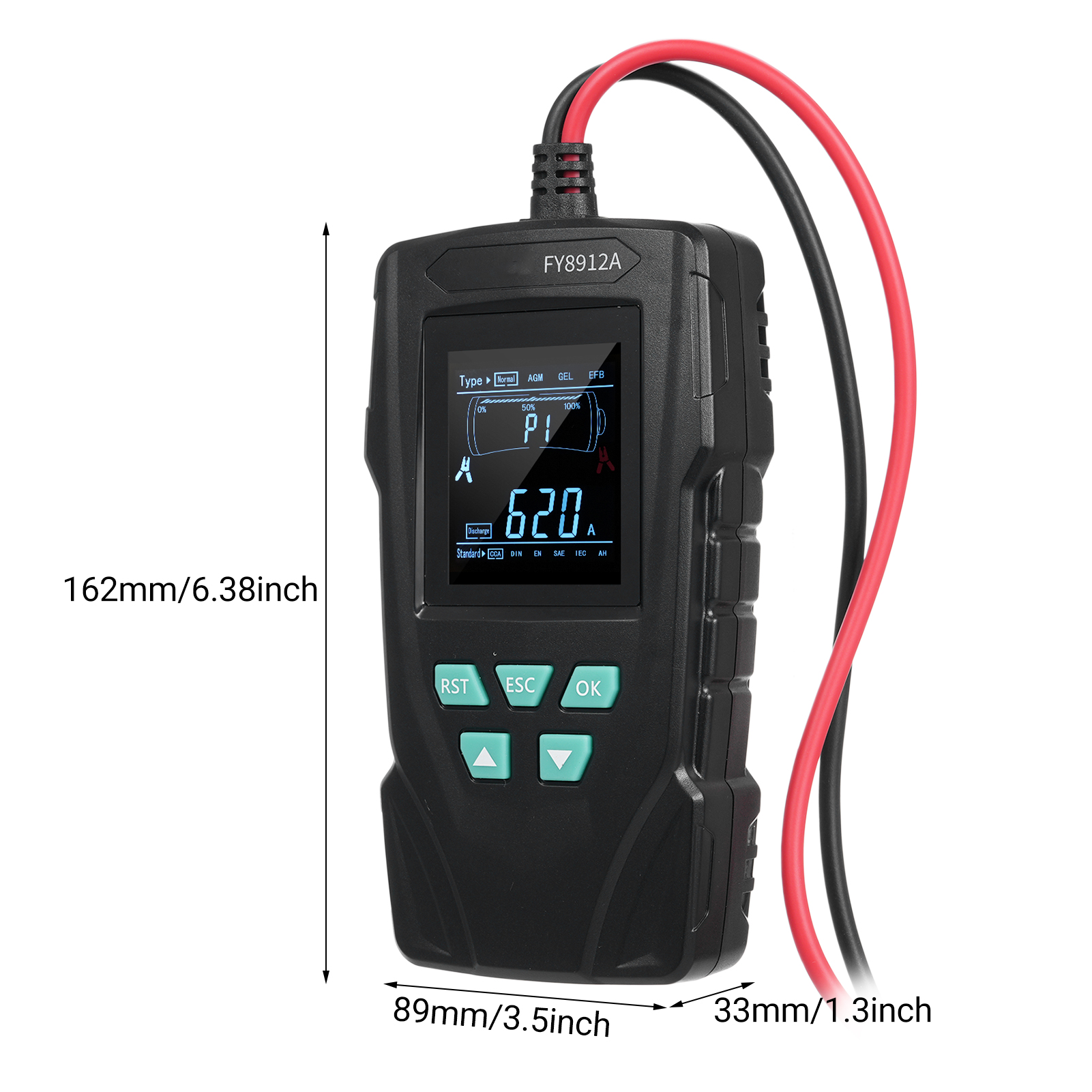 Fy8912a 12v/24v Autobatterietester, 50-1999 Cca Lichtmaschinen-diagnosegerät, Digitaler Batterieanalysator, Misst Widerstand, Spannung Und Entladung Für Lkw, Transporter, Boote, Motorräder, Quads Und