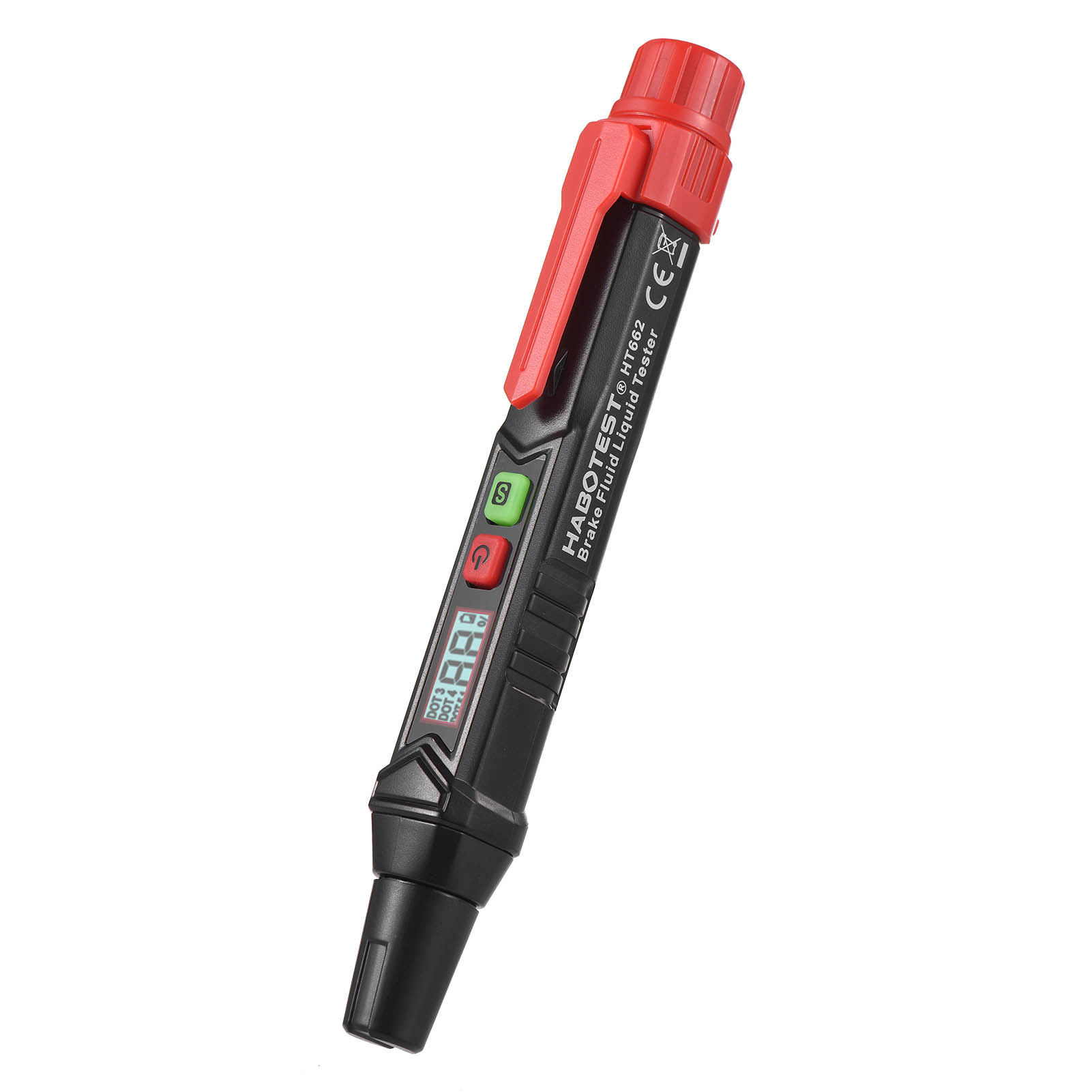 Habotest Ht662 Bremsflüssigkeitstester Mit Lcd-stift Zur Erkennung Von Bremsflüssigkeit Für Autos Und Motorräder, Wassergehaltssensor, Alarm, Ton, Licht, 3-farbige Hintergrundbeleuchtung