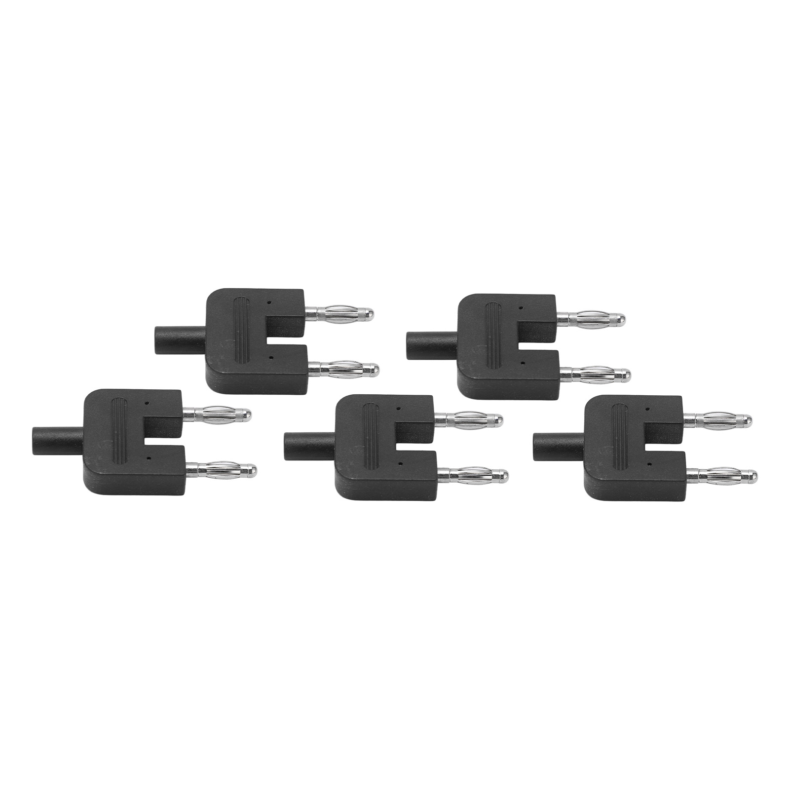 5-teiliges Set Doppelbananenstecker, Buchse 1 Auf Stecker 2, Zweireihig, Starke Verbindung, Gute Leitfähigkeit, Schwarz