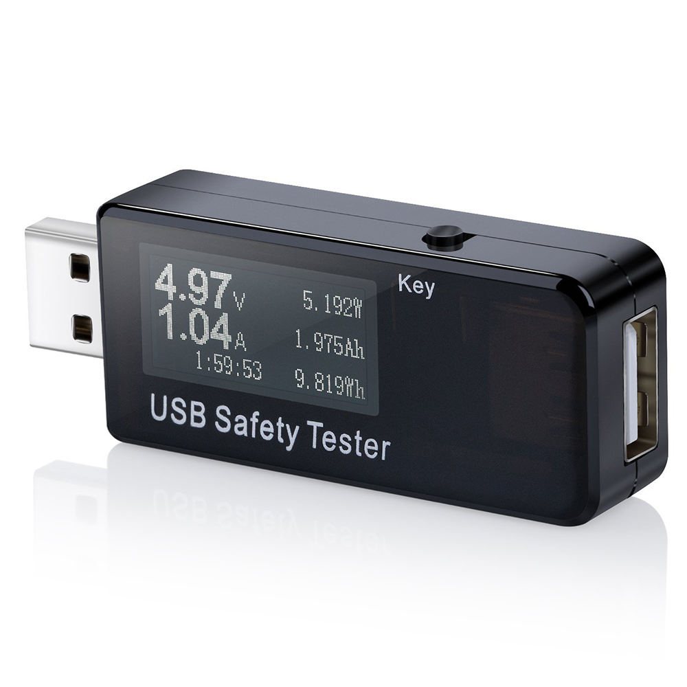 Digitaler Usb-tester, Dc 5,1 A 30 V Strom- Und Spannungsregler, Amperemeter, Voltmeter, Ladegeschwindigkeitsmesser, Kabel, Kapazitätsanzeige Für Externe Akkus, Schwarz