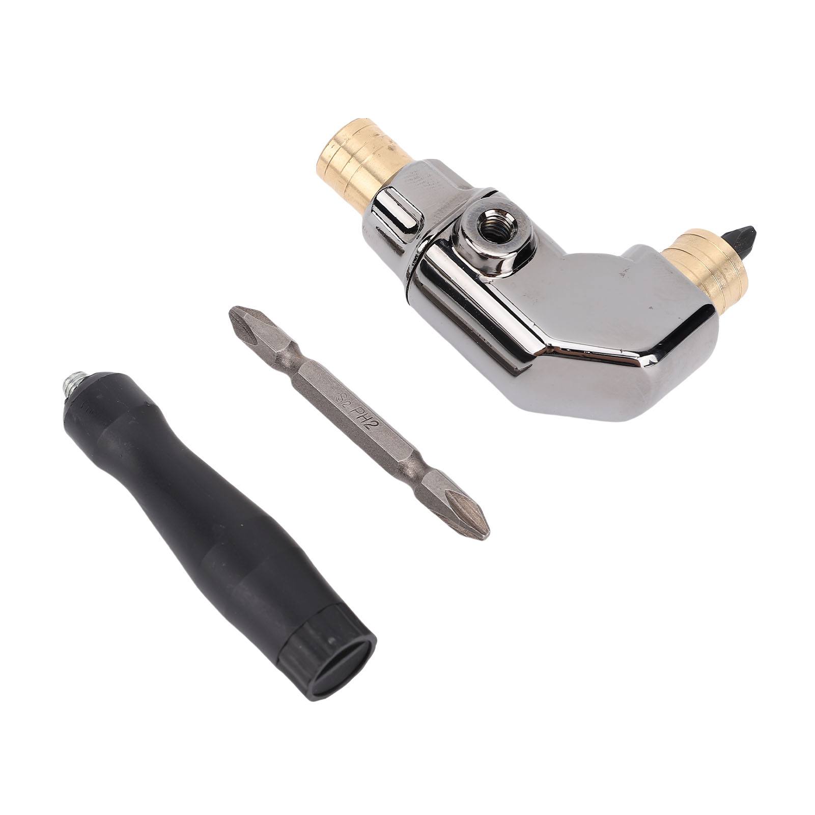 90°-winkelbohradapter-set Aus Ganzmetall Mit Cr-v-griff Für Schlagschrauber