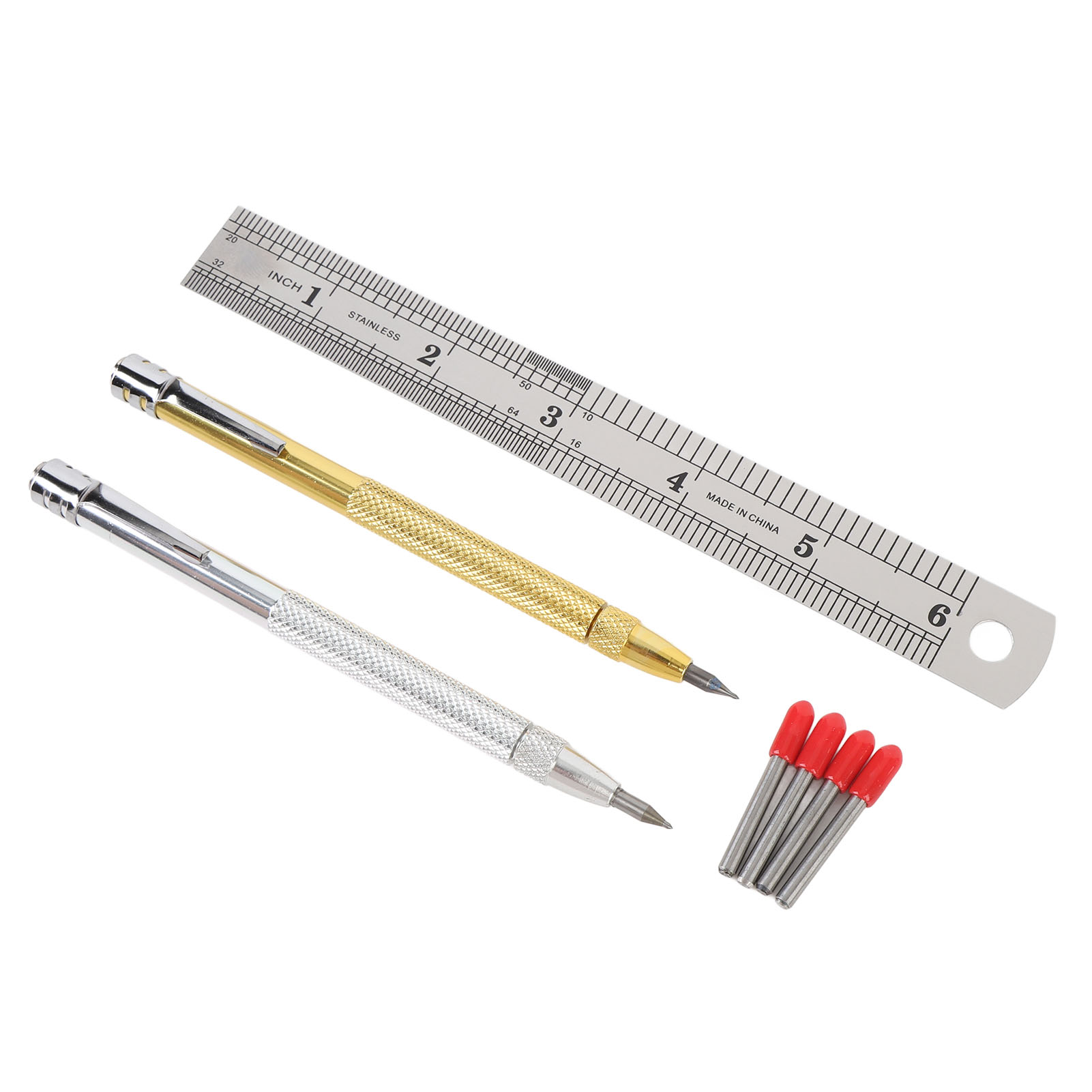 Magnetische Wolframkarbid-gravierspitze Mit 4 Ersatzspitzen Für Glas Und Keramik, 2 Stiften Und Einem Lineal