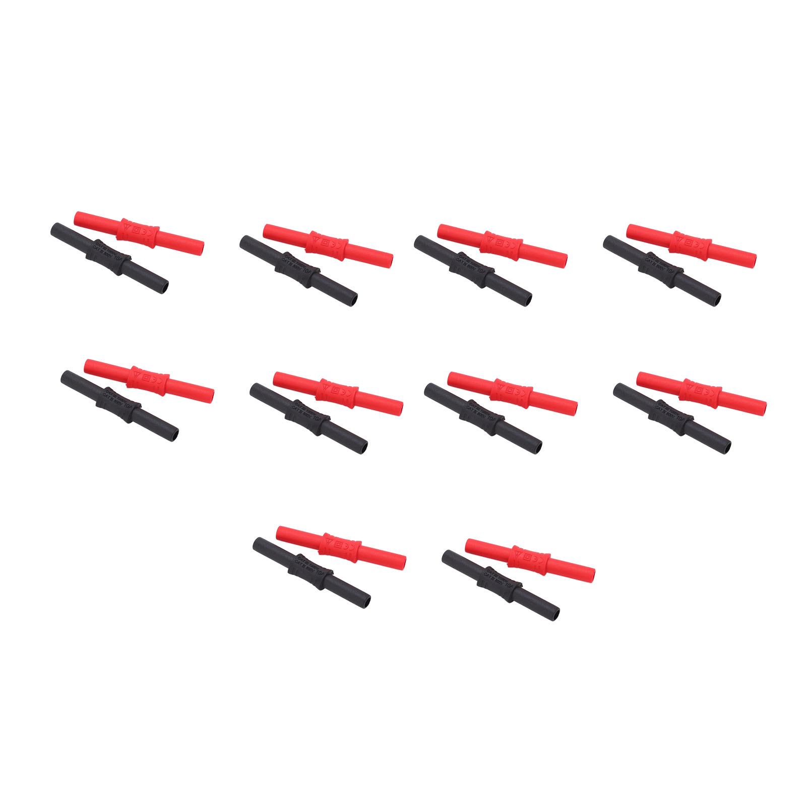 10 Stück J.20009 4mm Bananenstecker (weiblich-weiblich), Isolierte, Vernickelte Messing-pvc-adapterverlängerung Für Verstärker/lautsprecher