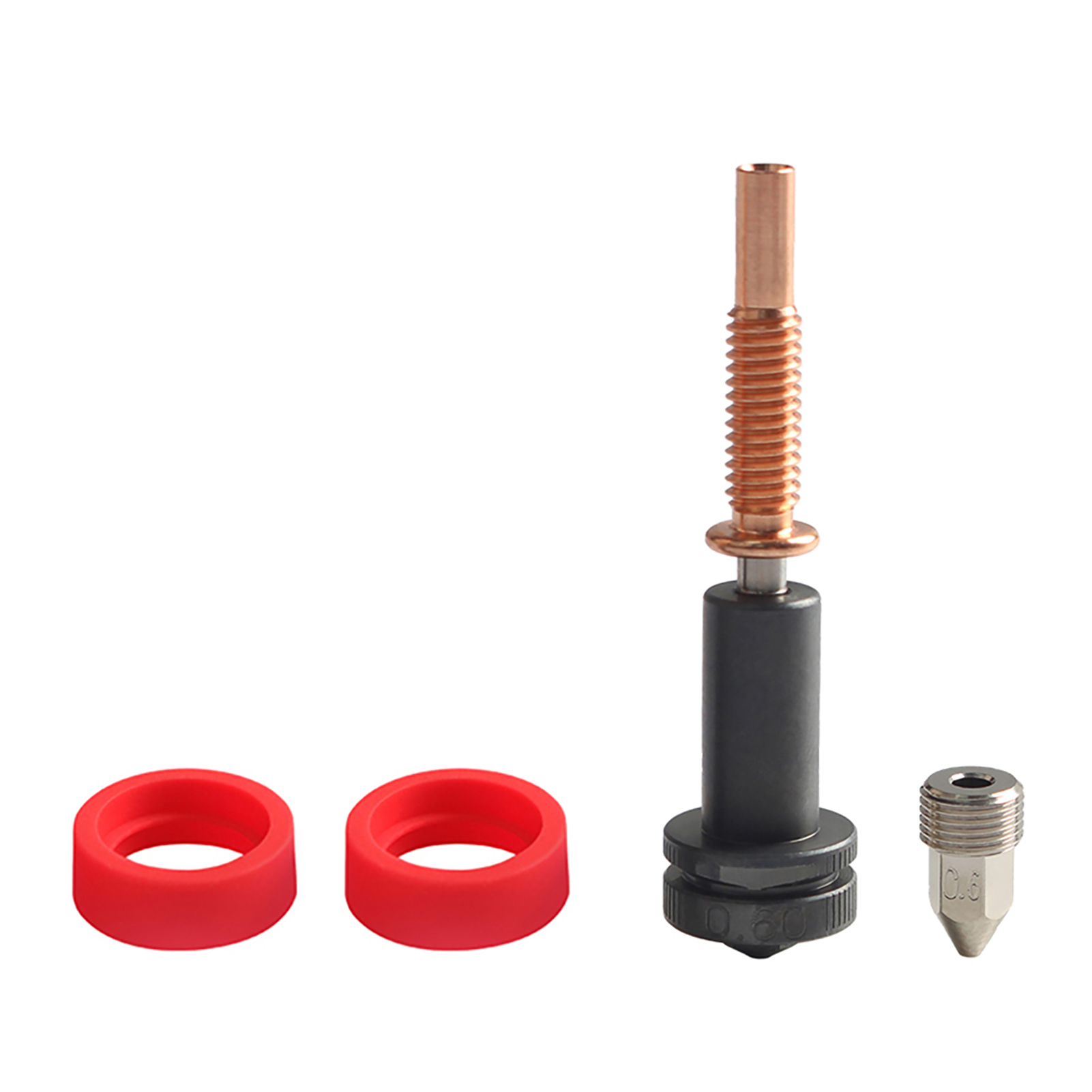 Hochleistungs-0,6-mm-trimetal-düsen Aus Gehärtetem Stahl, Kompatibel Mit Revo-hotend-extrudern, Inklusive 2 Silikonhülsen