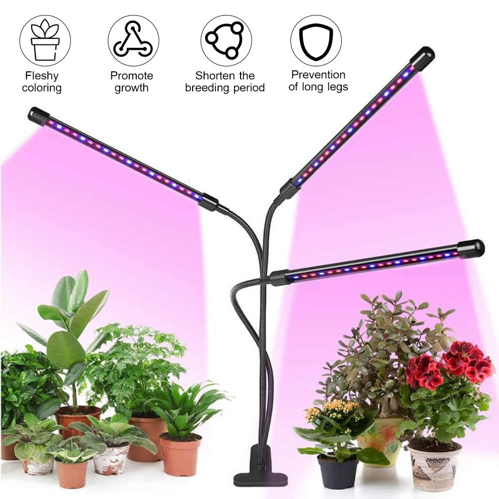 3-flammige Pflanzenlampe Mit Gelenkarm, 60 Led-lampen Mit Automatischer Ein-/ausschaltfunktion, Intelligentem Timer (3/6/12 Stunden) Und 10 Helligkeitsstufen Für Zimmerpflanzen