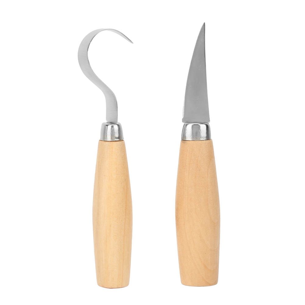 Set Aus 2 Gebogenen Und Geraden Holzgravurmeißeln Aus Edelstahl Für Den Schreiner- Und Schnitzhandwerksbereich