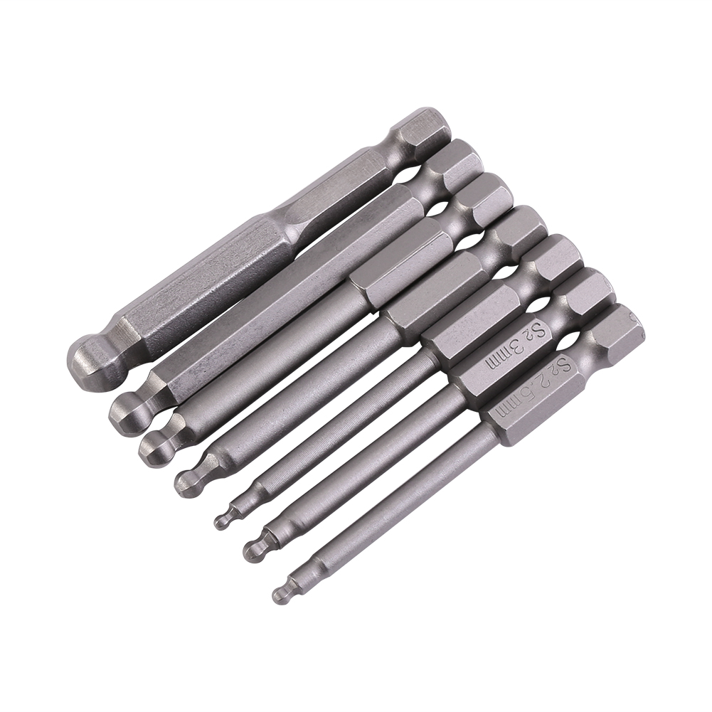 Set Mit 7 Magnetischen Kugel-schraubendreherbits 1/4'' Sechskant 2/2,5/3/4/5/6/8 Mm 65 Mm