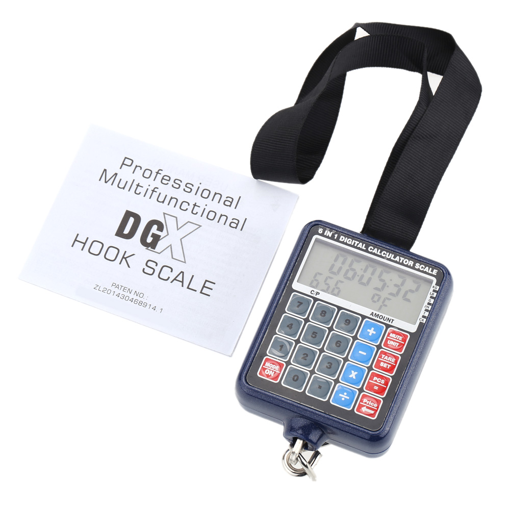 Multifunktionale Mini-hängegepäckwaage 50 Kg/10 G, Digital, Mit Taschenrechner Und Thermometer
