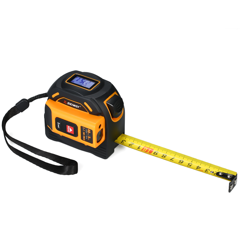 Sndway Tragbarer Infrarot-digitallaser-entfernungsmesser Mit 5-m-maßband Und 40-m-laserlineal, 2-in-1, Lcd-bildschirm, Umschaltbare Einheiten