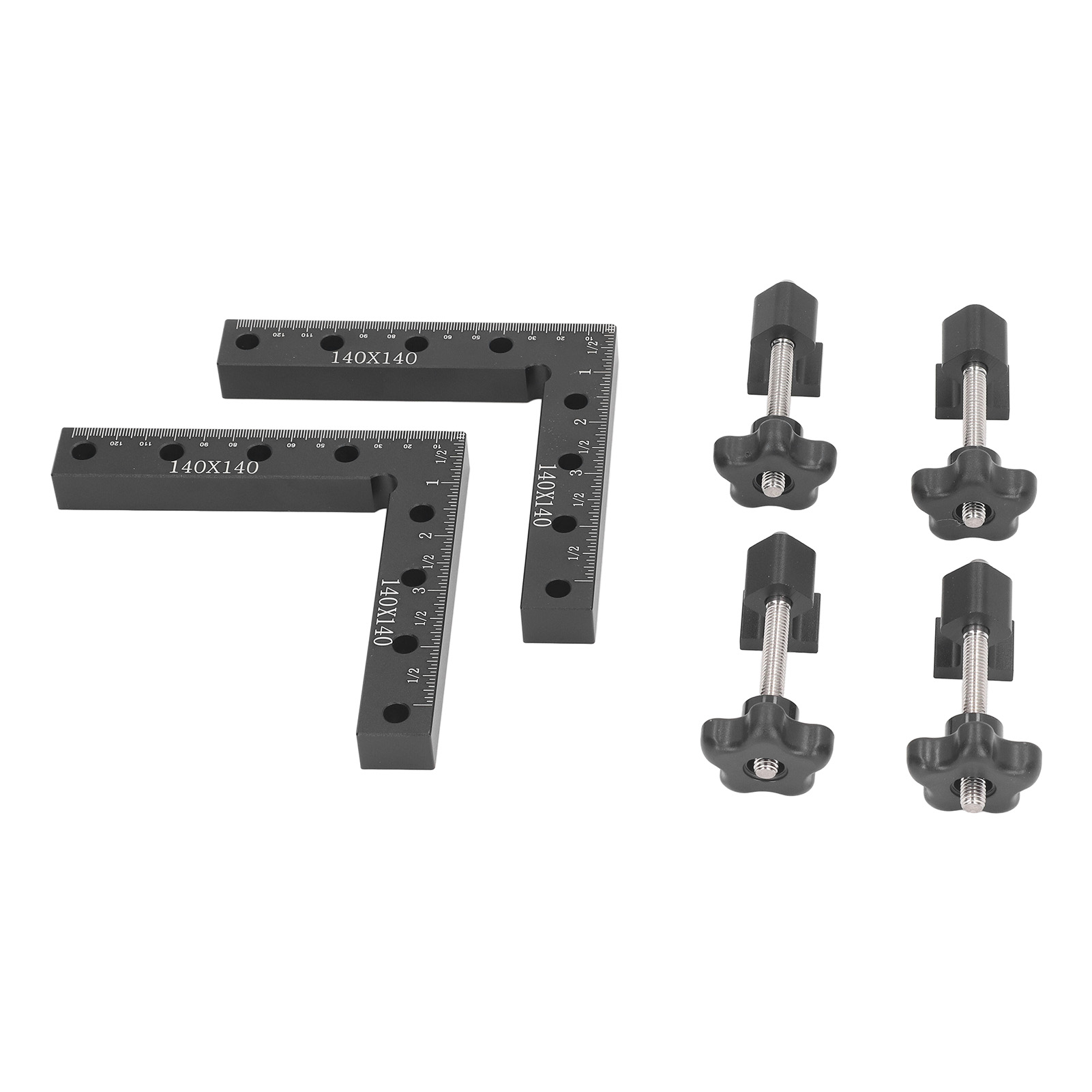 90°-positionierwinkel Aus Aluminiumlegierung Mit Rechtwinkliger Klemme Für Holzbearbeitung, Platten- Und Möbelbefestigung, Set Mit 2 Winkeln Und 4 Backen