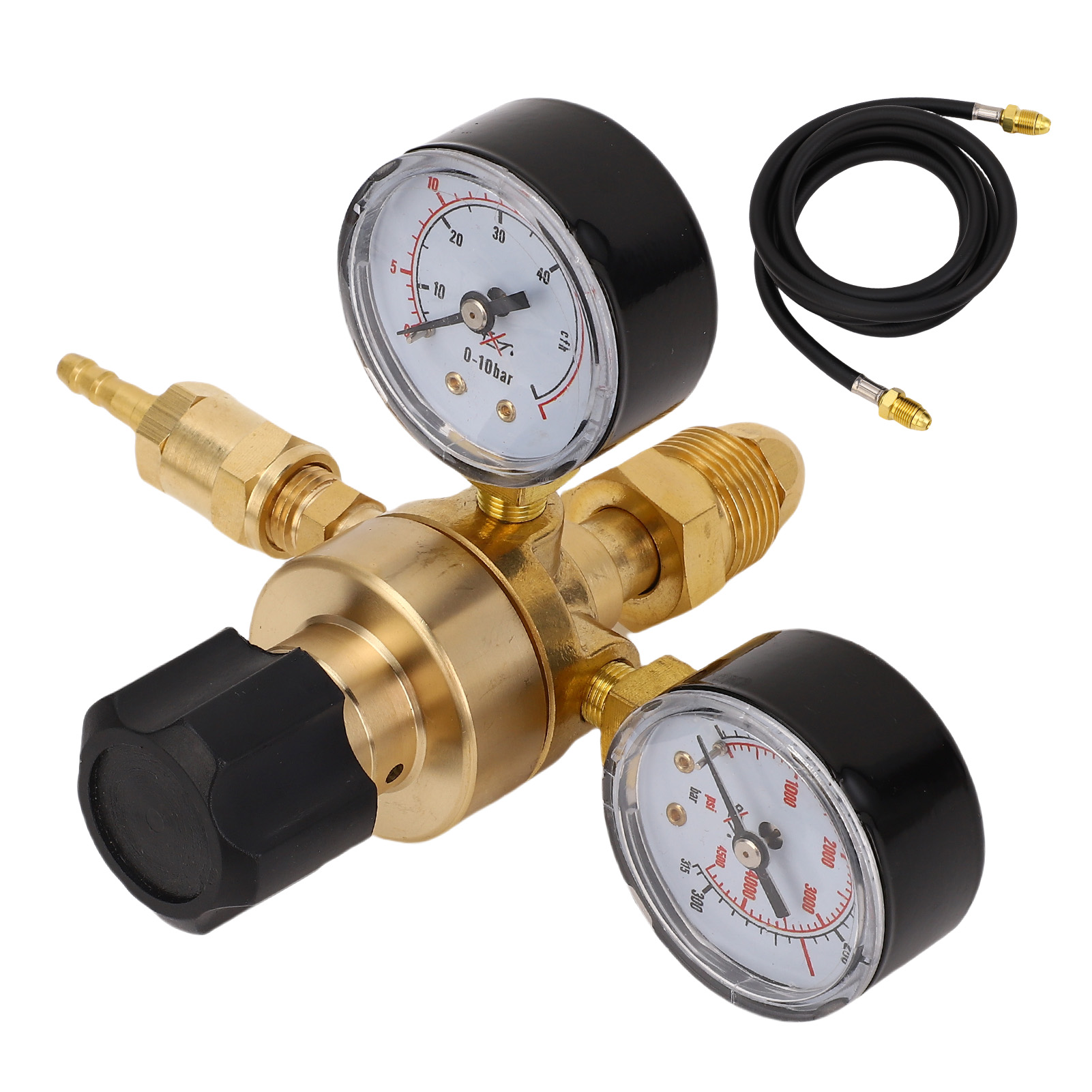 Argon/co2-gasregler Mit 2 M Schlauch Und Manometer, Cga580-eingang, 5/8-18unf-ausgang, 0–315 Bar Eingang, 0–10 Bar Ausgang