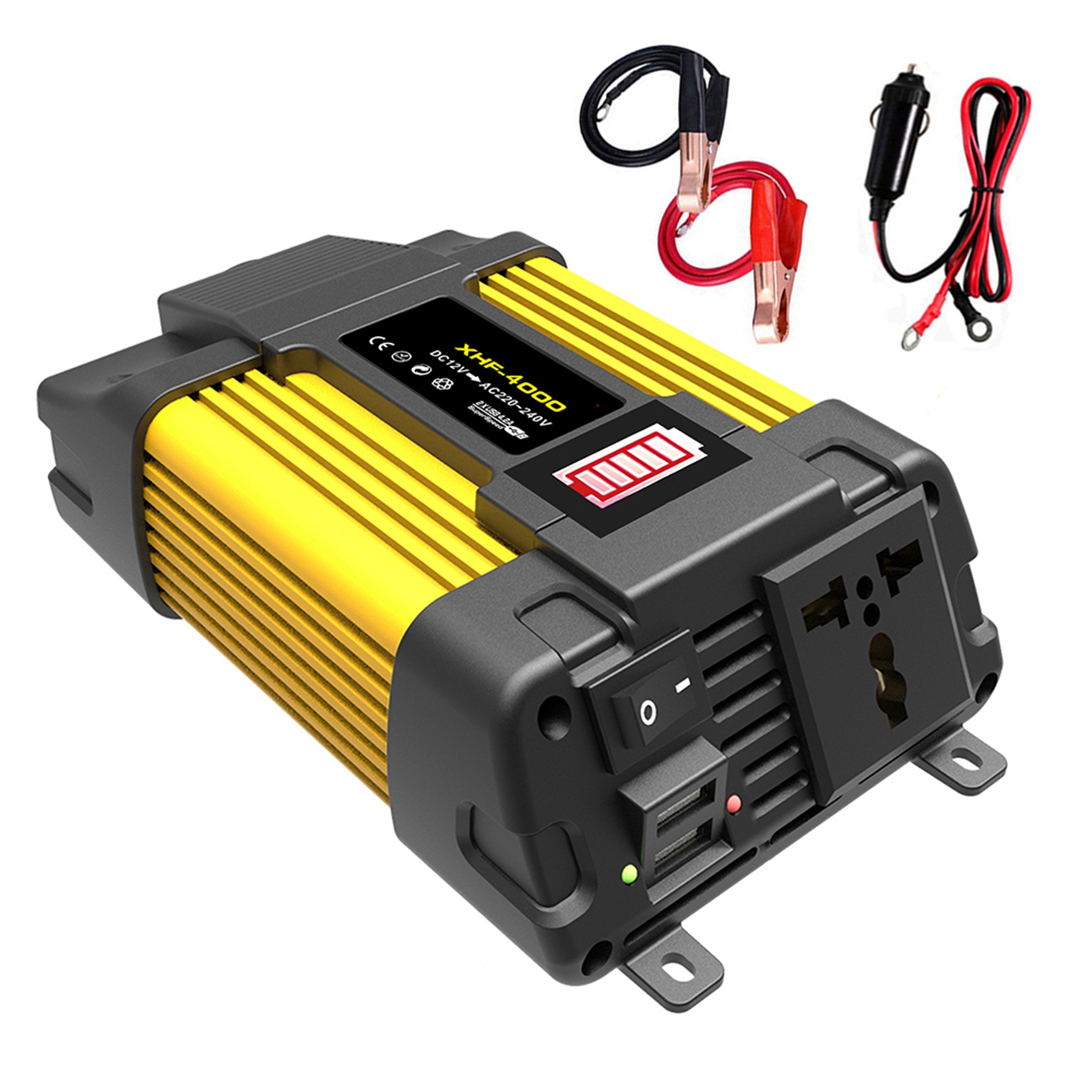 12-v-kfz-wechselrichter Mit Led-anzeige, Modifizierter Wellenbatterie Und Universalstecker Mit 2 Usb-anschlüssen, Ladegerät Für Computer, Handy Und Ventilator