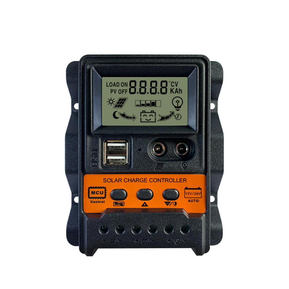 Photovoltaik-solar-laderegler Mit Dualem Usb-ausgang (12v/24v), Automatischer Erkennung, Lcd-bildschirm Und 3-stufigem Pwm-lademanagement.