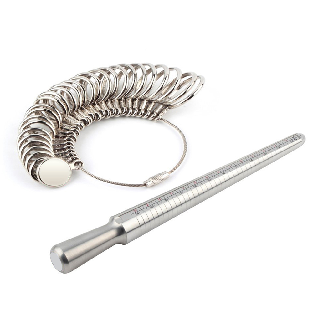 Ringgrößenmesser Aus Silber, Fingergrößenmessgerät, Metalldorn, Us-größen, Größen 1–13, 27-teiliges Set, Runde Modelle