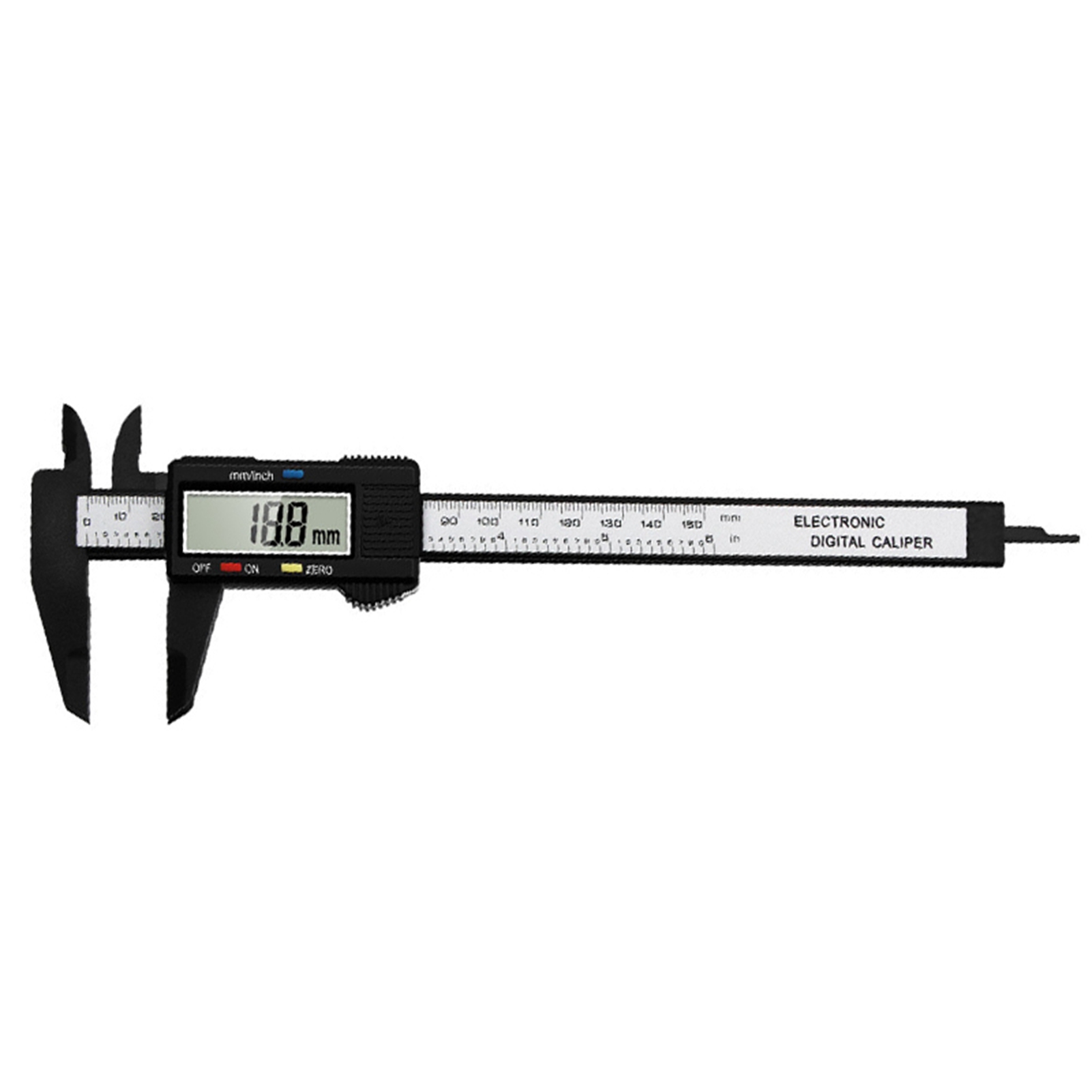 Schwarzer Digitaler Messschieber, Stabiles Lcd-display, Gut Ablesbar, Einfache Und Robuste Elektronik, 0–150 Mm, Transparentes Gehäuse, Lr44-batterie