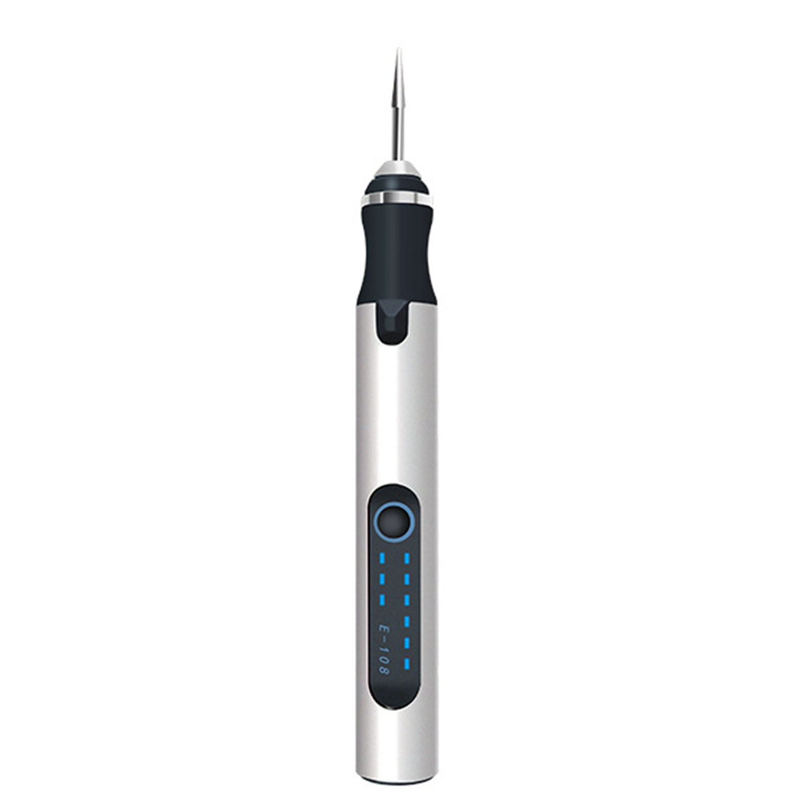 Wiederaufladbarer, Kabelloser Elektrischer Gravurstift Mit Schleifscheibe Und Zubehör Für Nagelkunst, Set Mit 20 Spitzen, Silberfarben