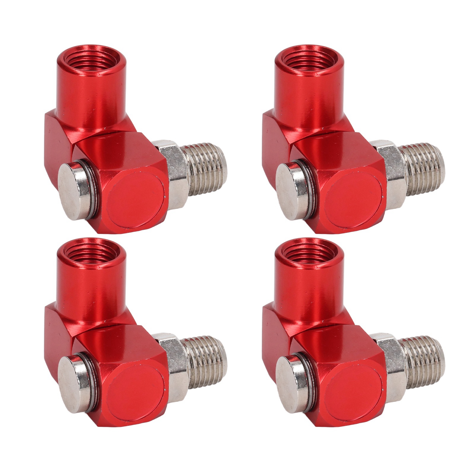 Satz Mit 4 Schnellkupplungen Für Druckluftschläuche, 360° Drehbar, 1/4-zoll-npt-gewinde, Rot Eloxierter, Aluminiumoxidbehandelter Stahl, Adapter Für Druckluftwerkzeuge