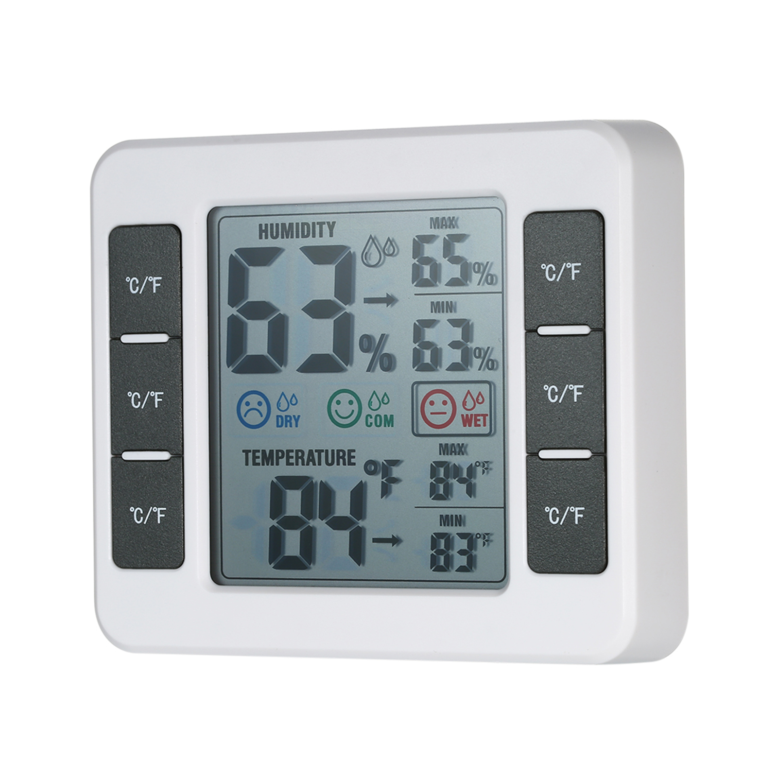 Digitales Lcd-thermometer Mit Hygrometer Für Den Innenbereich Mit Umschaltbarer Anzeige Von Minimal- Und Maximaltemperatur Sowie Luftfeuchtigkeit (℃/℉)