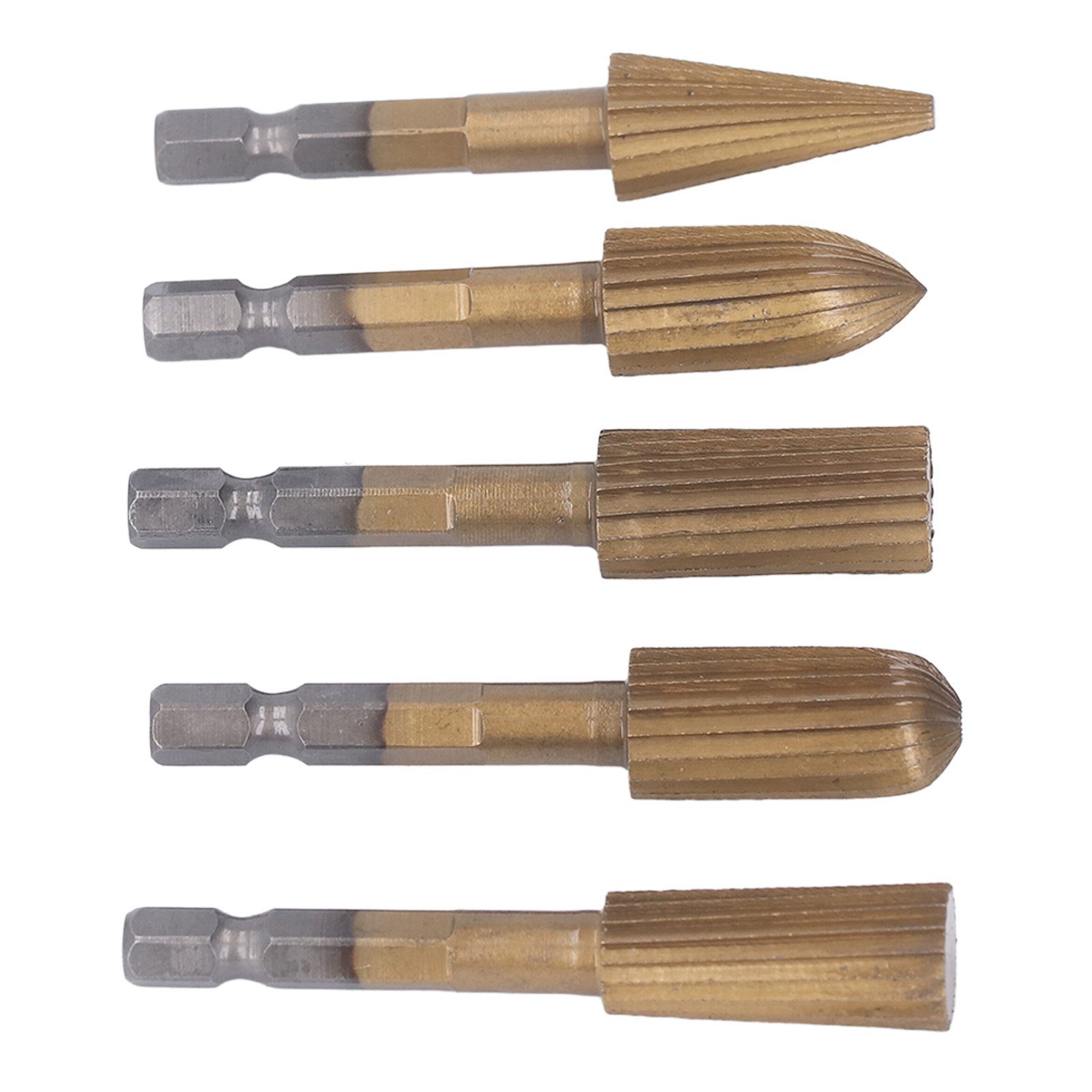 Set Mit 5 Rotationsfeilen Für Bohrmaschinen, 1/4"-schaft, Doppelschnitt, Meißelspitzen Zum Drechseln, Schleifen Und Gravieren Von Holz.