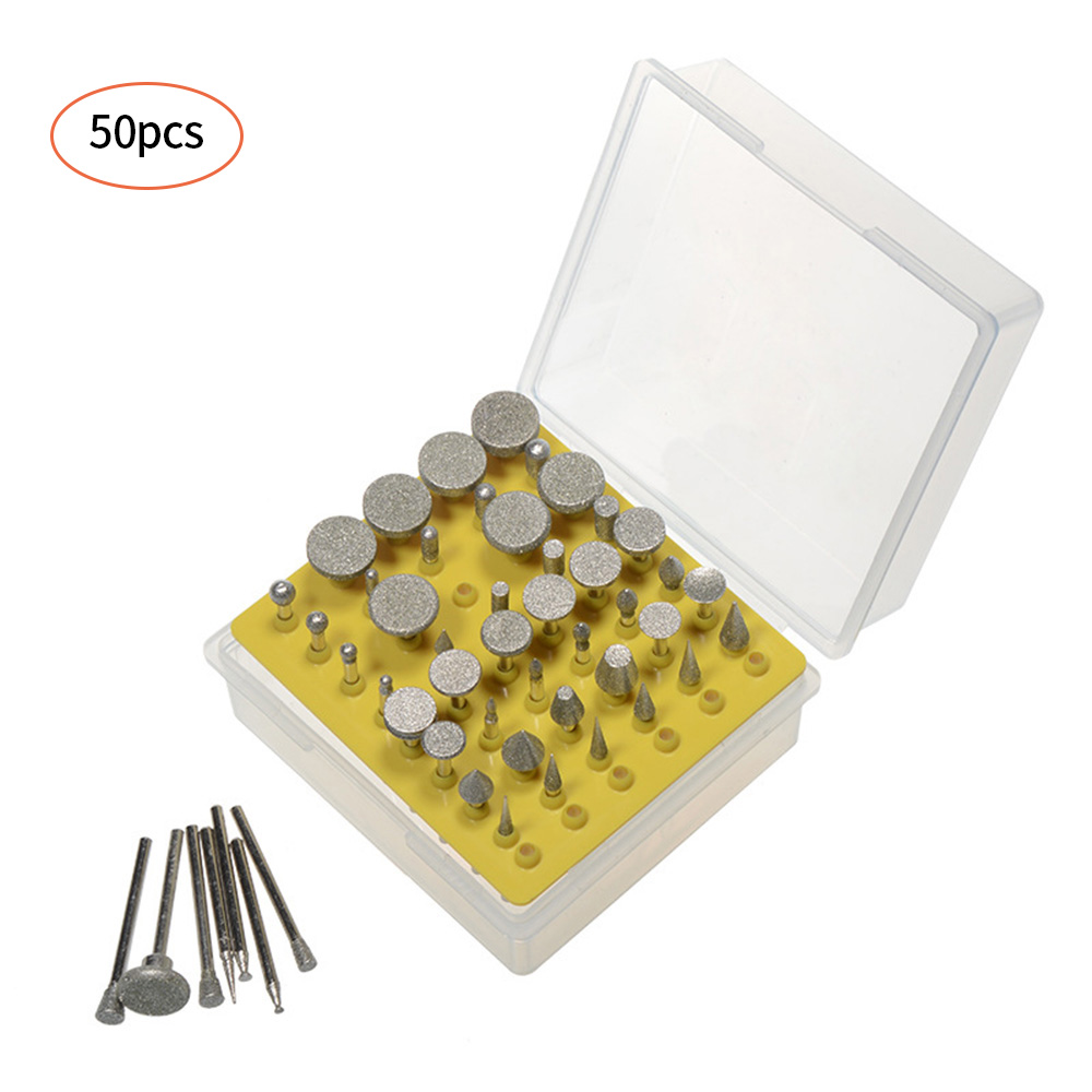 Packung Mit 50 Diamantbeschichteten Fräsern Mit 3,2-mm-schaft Für Winkelschleifer, Rotationswerkzeuge, Metallgravur- Und Polierzubehör