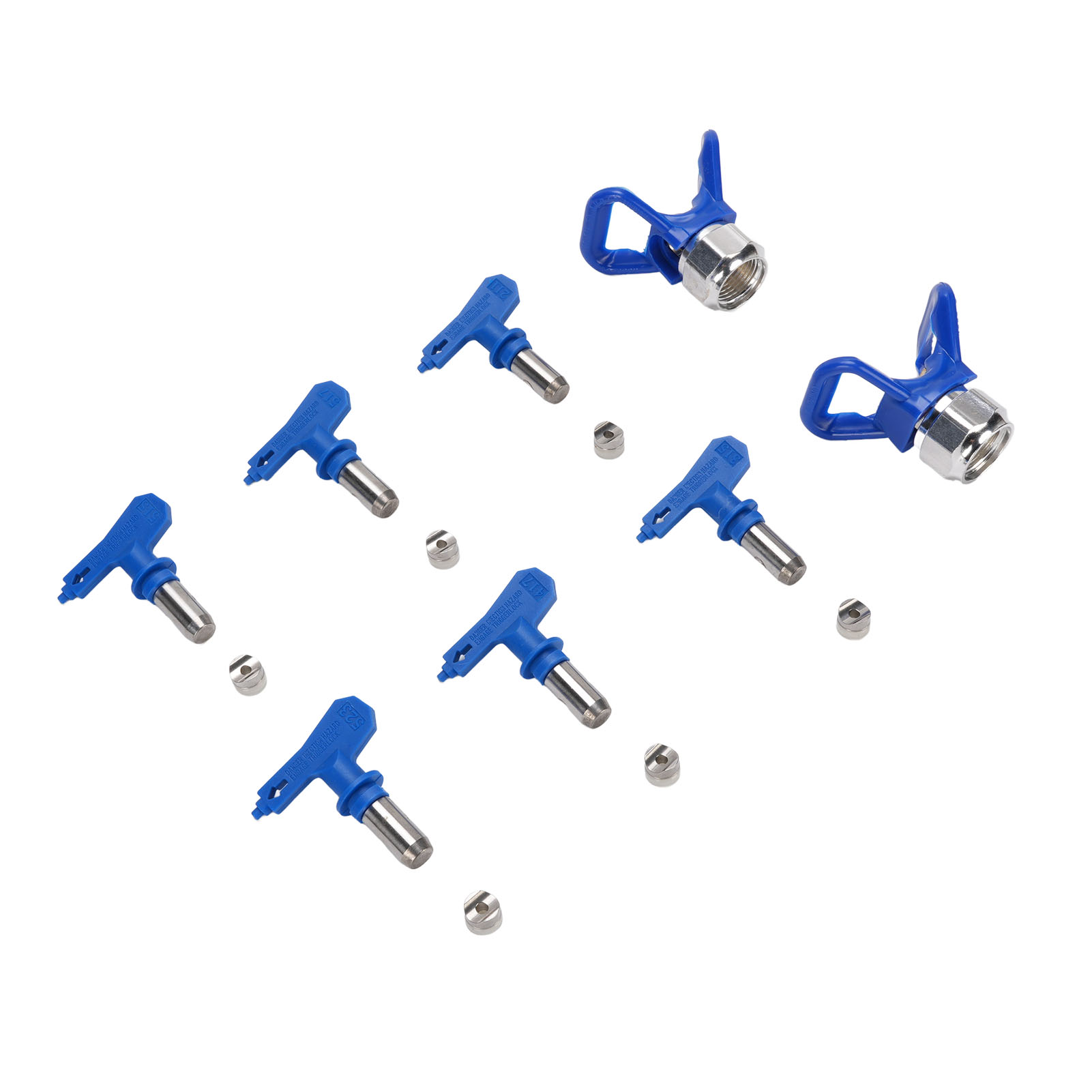 Airless-sprühdüsenset 211 315 417 517 515 523 Mit 2 Blauen Düsenhaltern Aus Edelstahl Und Abs