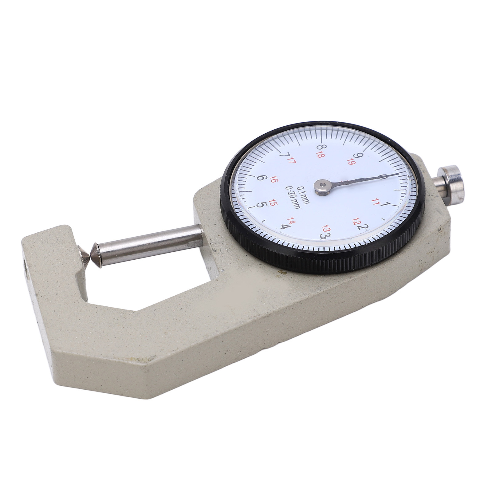 Tragbares Dickenmessgerät, Gut Lesbare Skala, Zeigeranzeige, Verschleißfestes Mikrometer, Spitzer Messkopf, Messbereich 0–20 Mm