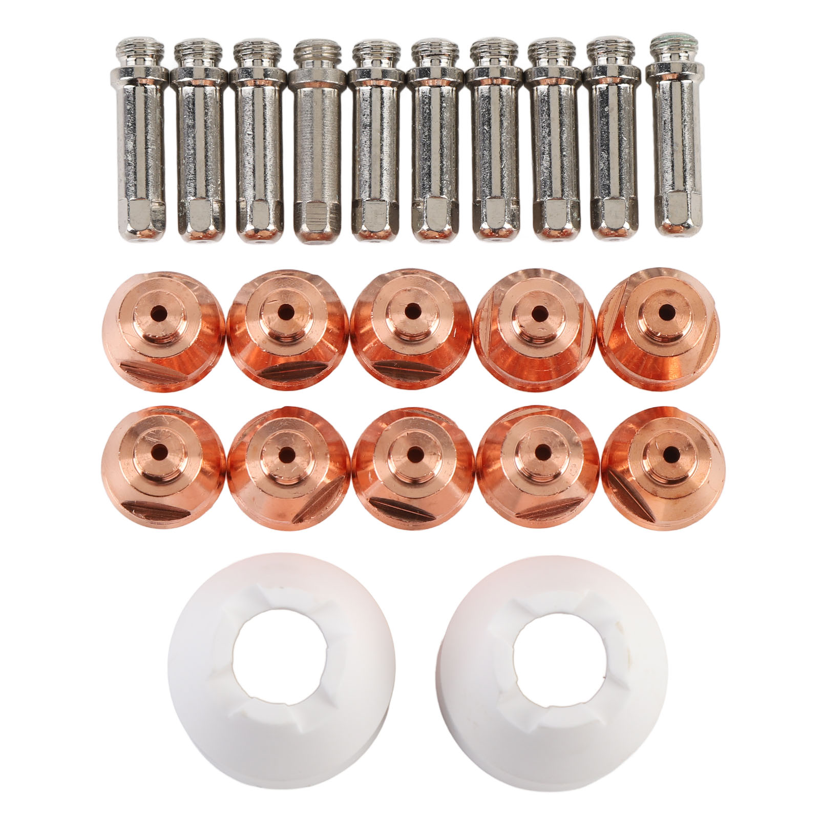 Set Mit 10 Verbrauchsmaterialien Für Den Schneidbrenner Pch-51: Düsen, Elektroden Und Messing-schutzkappen