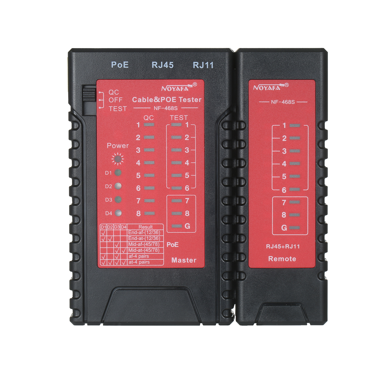 Noyafa Rj45 Rj11 Netzwerkkabeltester Und Poe-telefonleitungstester, Ethernet-lan-tester Für Cat5/5e/6/6a (utp/stp) Cat3 (6p2c/6p4c/6p6c)