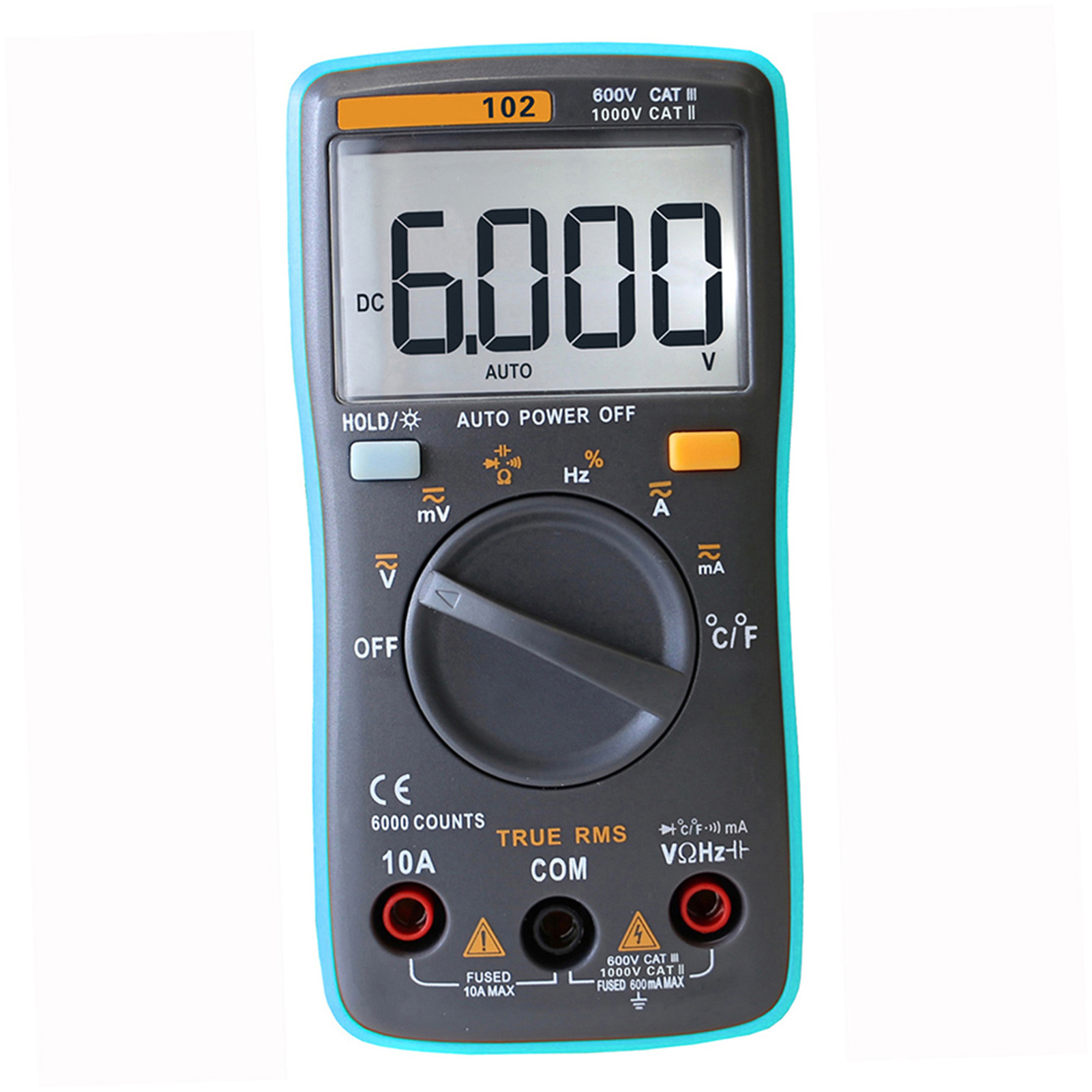 Richmeters Rm102 Digitales Zangenmultimeter Mit True-rms-lcd-anzeige, Vielseitiges Messgerät Für Gleich- Und Wechselspannung, Strom, Widerstand, Dioden, Kapazität, Temperatur, Automatische Polaritätse