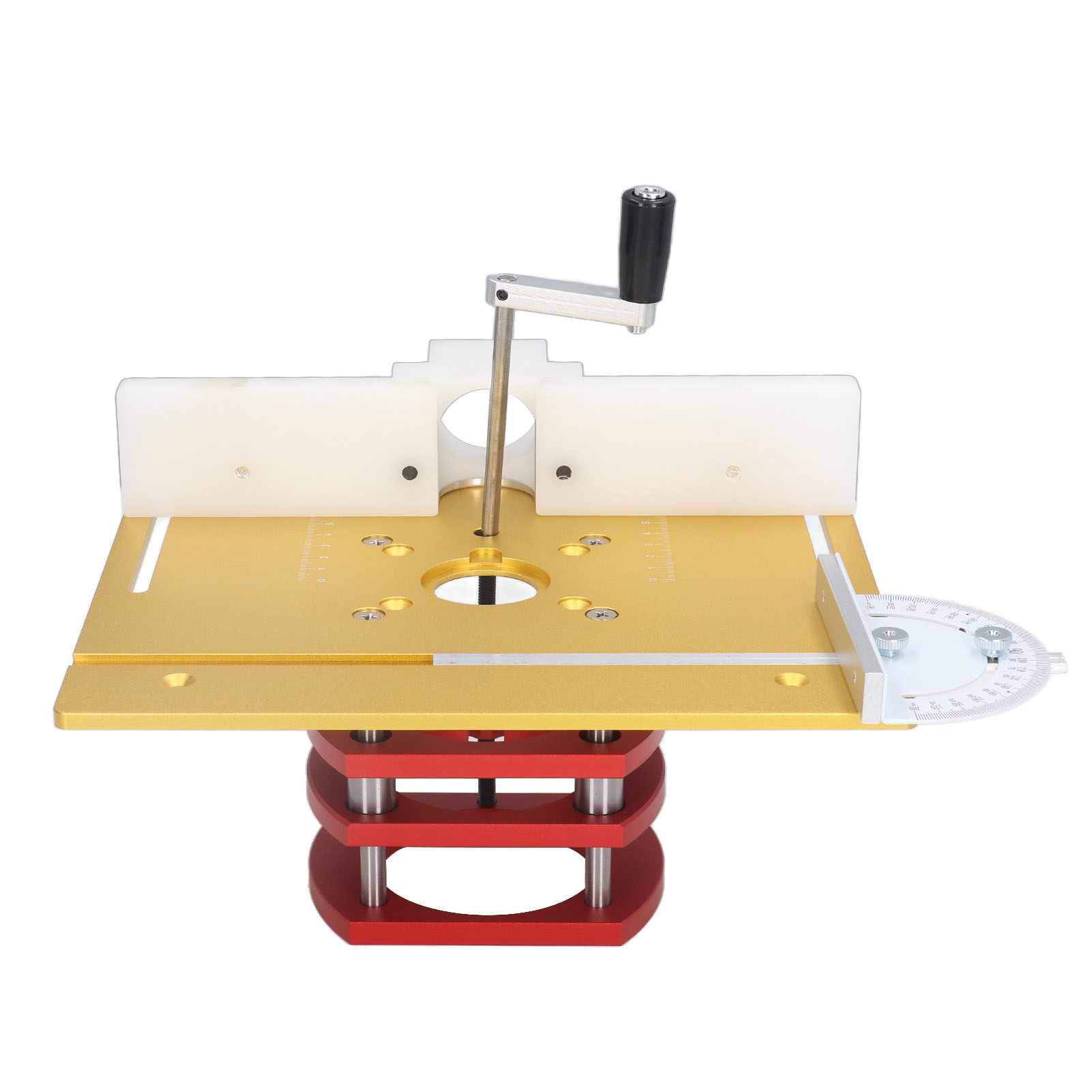 Fräslift-set Mit Deckplatte, Hubfuß, Aluminium, Stahl, Edelstahl, Holz, Gravieren, Nuten, Bündigfräsen, Anfasen, 240 X 200 Mm Tisch, Gold