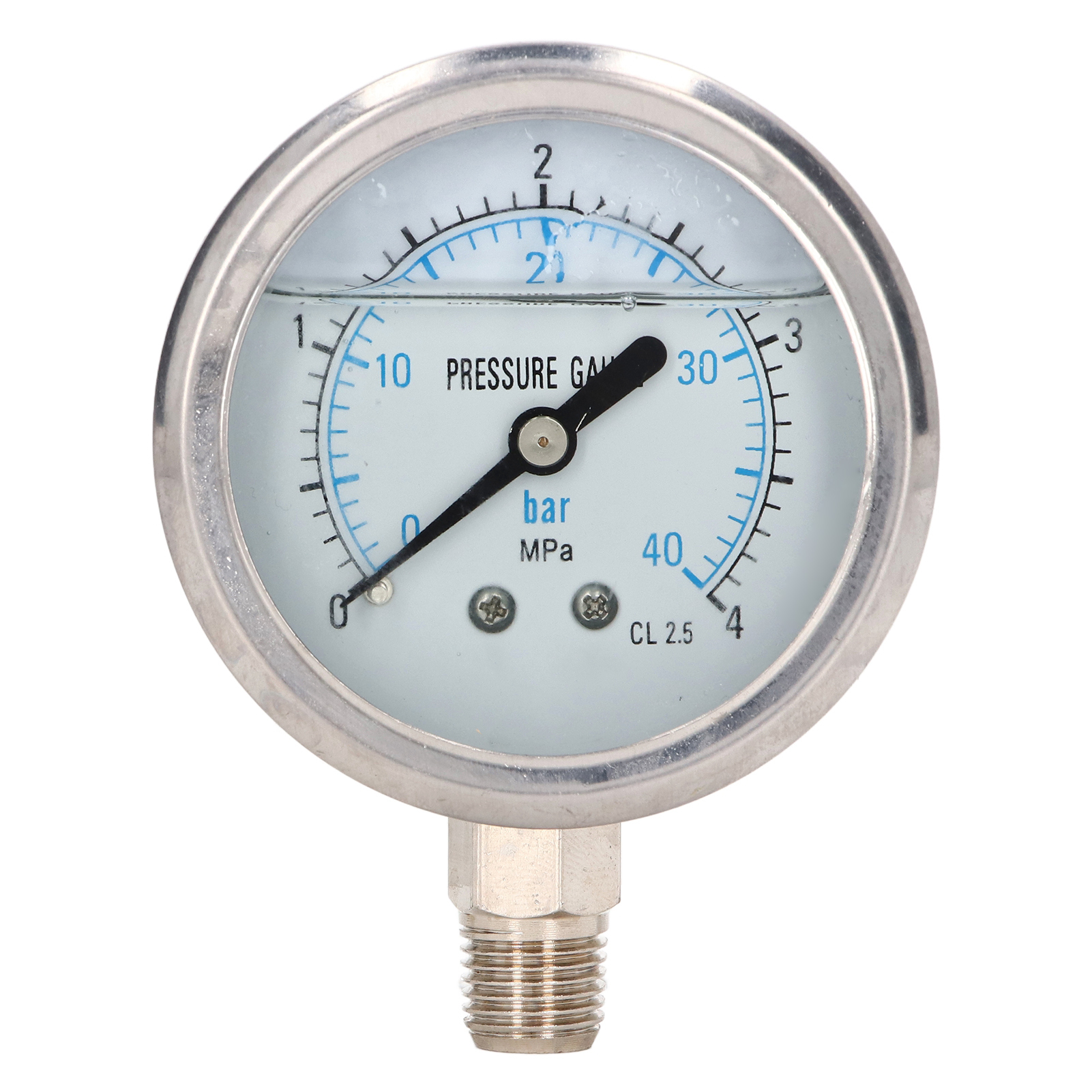 Vibrationsarmes Öldruckmanometer Aus Edelstahl, 1/4-zoll-npt-anschluss Unten, 0–4 Mpa, Yn-60