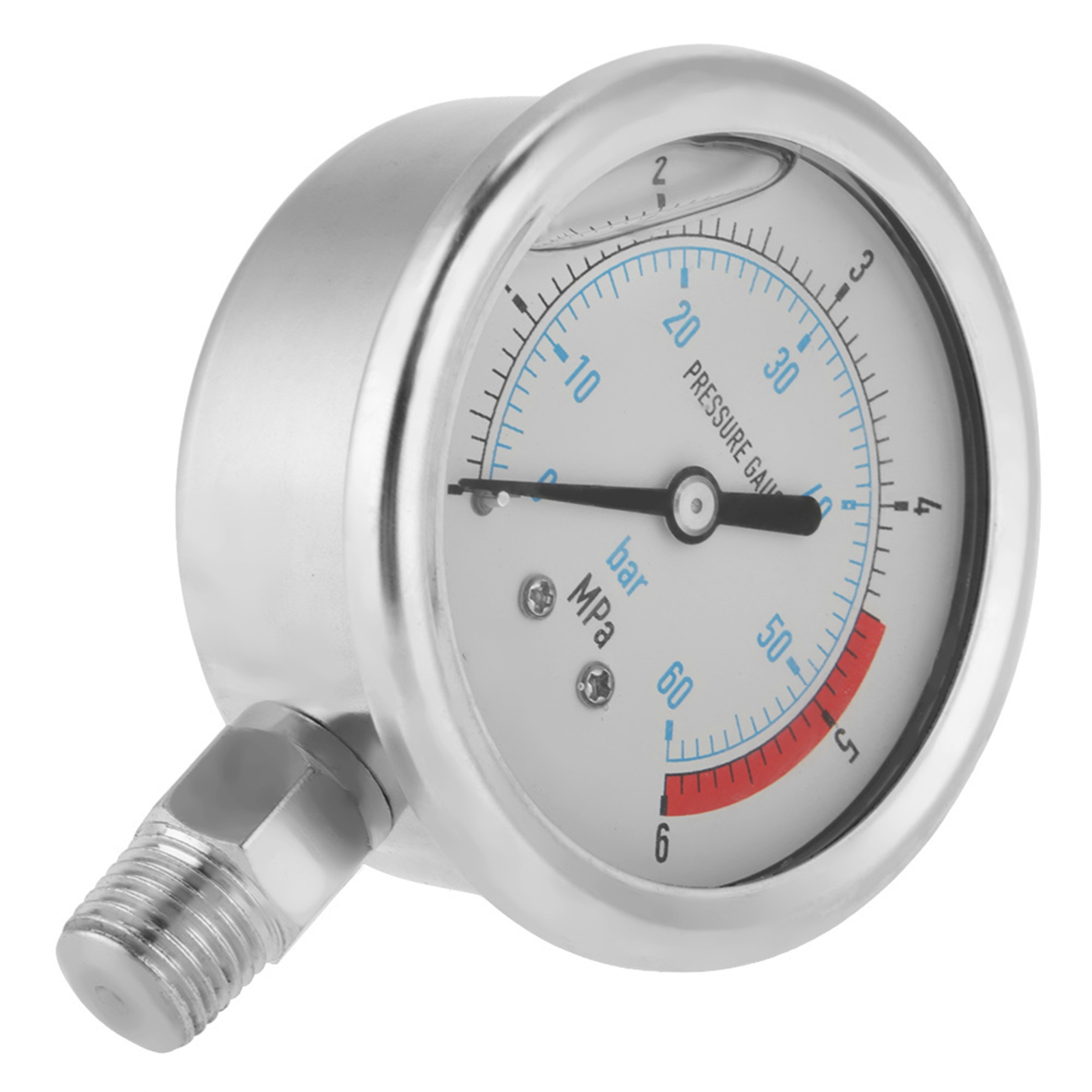 Manometer Für Luft/hydraulik/wasser, 0–60 Bar, 0–6 Mpa, 1/4" Npt, 60 Mm Durchmesser