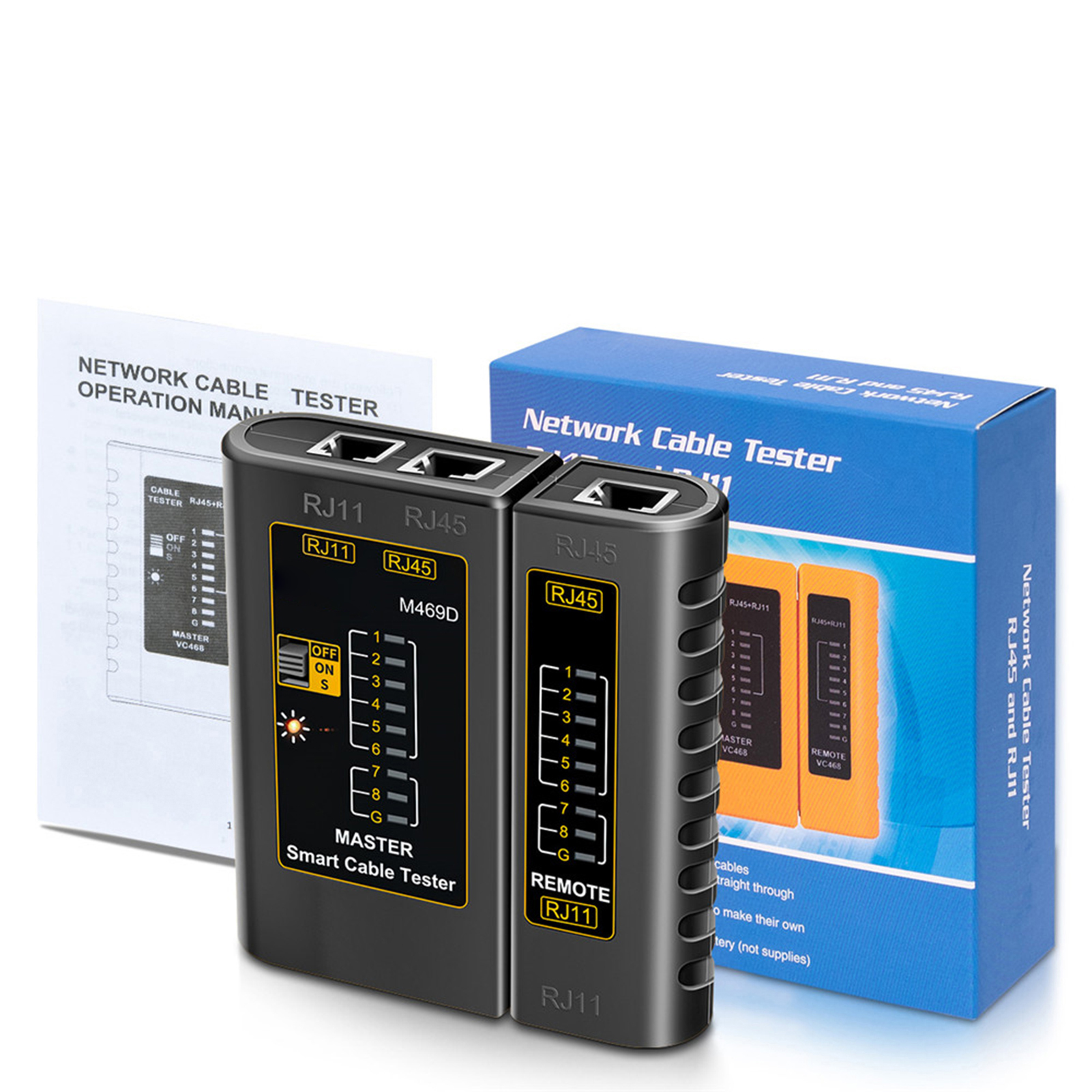 Aneng M469d Netzwerkkabeltester Und Pairing-gerät Für Rj11- Und Rj45-telefonleitungen Mit Led-anzeige, Ein-/aus-verifizierung, Geschirmten Netzwerkkabeln Und Langstreckentests