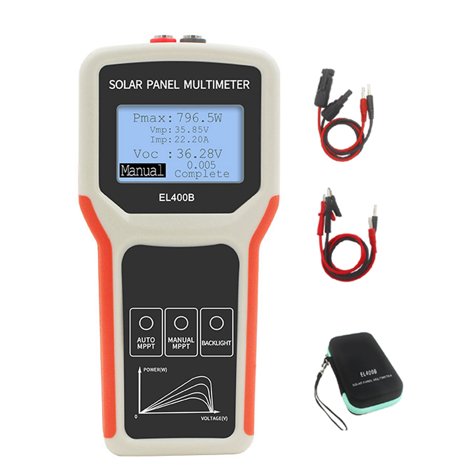 Tragbares Multimeter Für Photovoltaikmodule, Mppt-tester (automatisch Und Manuell), Mit Hintergrundbeleuchtetem Lcd-bildschirm, Misst Die Leerlaufspannung Und Verfügt Über Mehrere Sicherheitsschutzfun